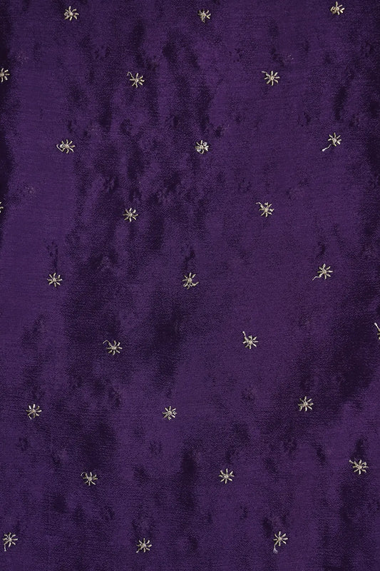 AIzaSyBcstauz-XMPRhEY21AUzeo032pxrXB5Ug - Gold Beads Cut Dana Motif Embroidery Work On Purple Chinnon Chiffon Fabric