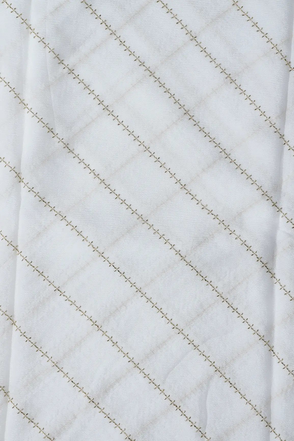 AIzaSyBcstauz-XMPRhEY21AUzeo032pxrXB5Ug - Gold Beads Cut Dana Stripes Embroidery Work On Dyeable White Chinnon Chiffon Fabric