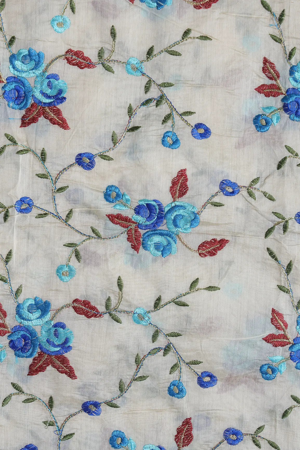 AIzaSyBcstauz-XMPRhEY21AUzeo032pxrXB5Ug - Beautiful Floral Embroidery Work On Cream Chanderi Fabric