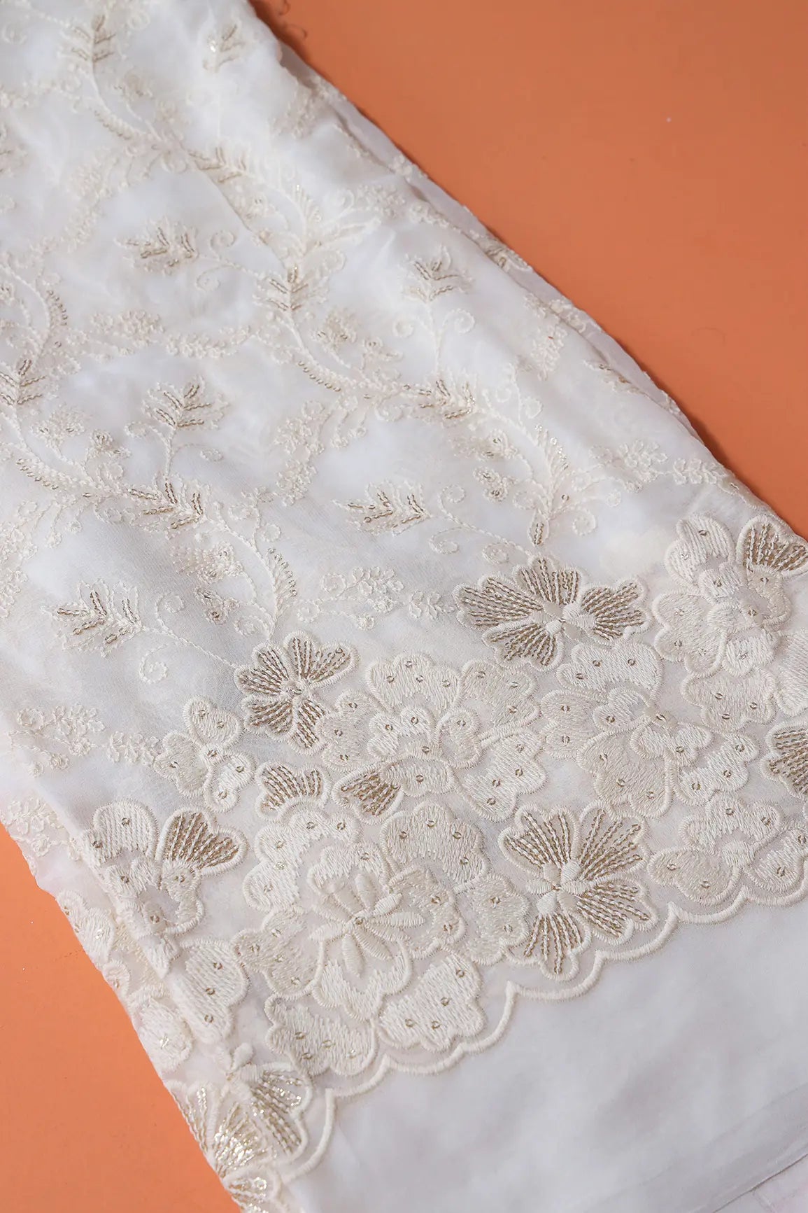 AIzaSyBcstauz-XMPRhEY21AUzeo032pxrXB5Ug - Dyeable Lucknowi Unstitched Pure Viscose Georgette Suit Set (3 piece)