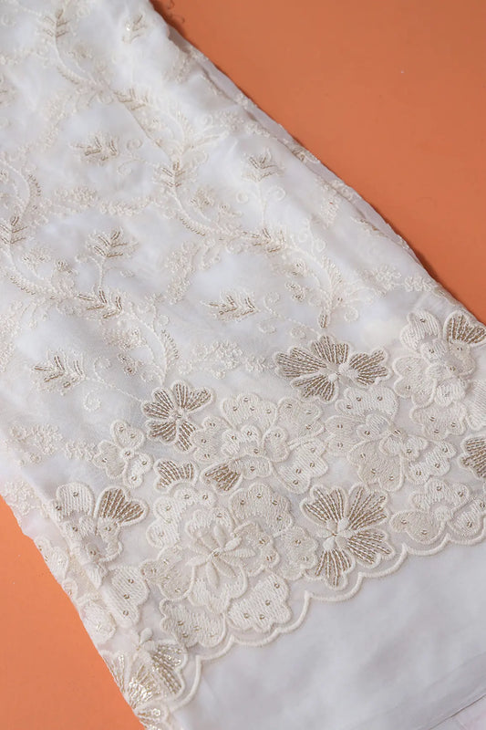 AIzaSyBcstauz-XMPRhEY21AUzeo032pxrXB5Ug - Dyeable Lucknowi Unstitched Pure Viscose Georgette Suit Set (3 piece)