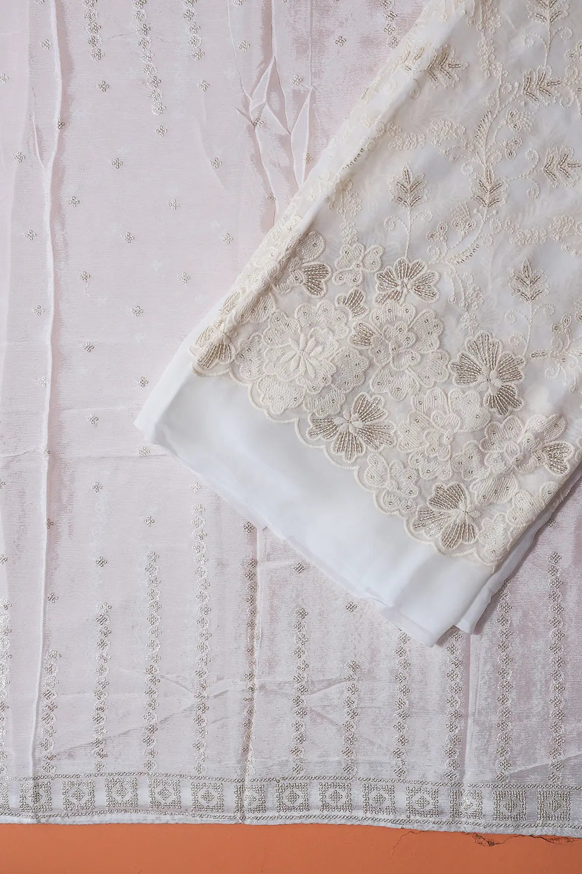 AIzaSyBcstauz-XMPRhEY21AUzeo032pxrXB5Ug - Dyeable Lucknowi Unstitched Pure Viscose Georgette Suit Set (3 piece)