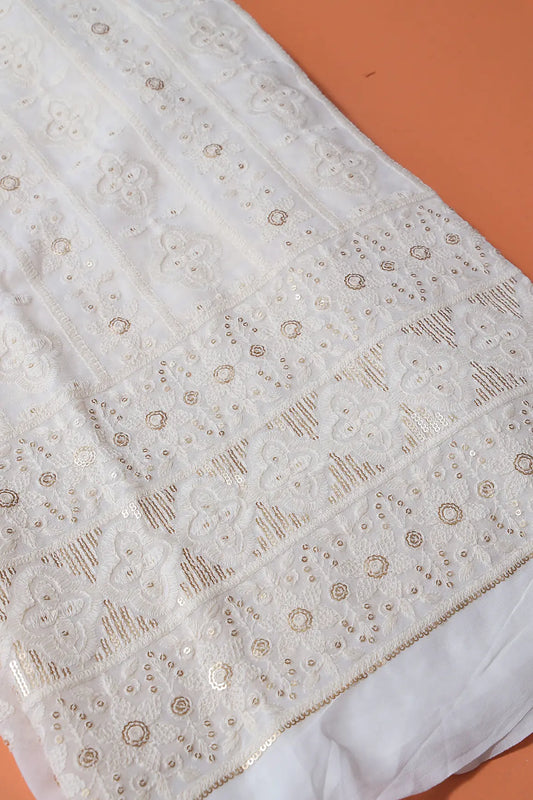 AIzaSyBcstauz-XMPRhEY21AUzeo032pxrXB5Ug - Dyeable Lucknowi Unstitched Pure Viscose Georgette Suit Set (3 piece)