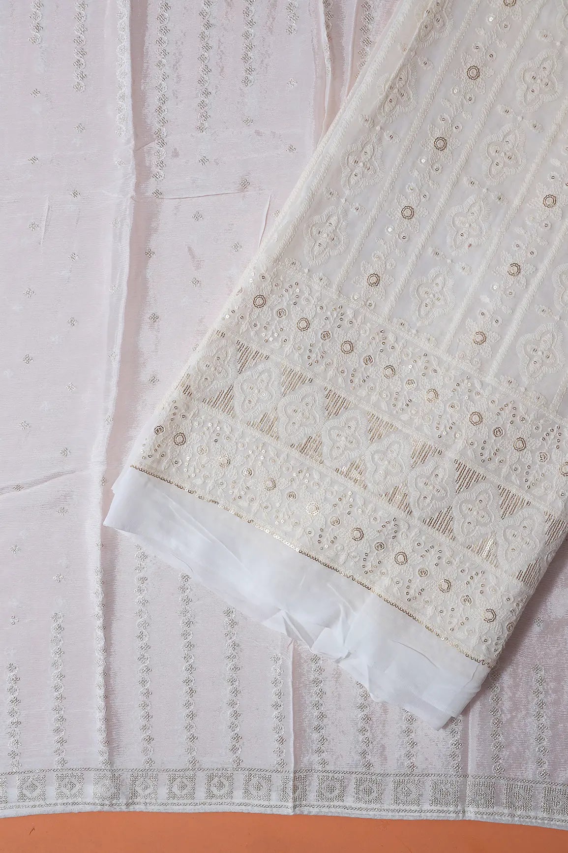 AIzaSyBcstauz-XMPRhEY21AUzeo032pxrXB5Ug - Dyeable Lucknowi Unstitched Pure Viscose Georgette Suit Set (3 piece)