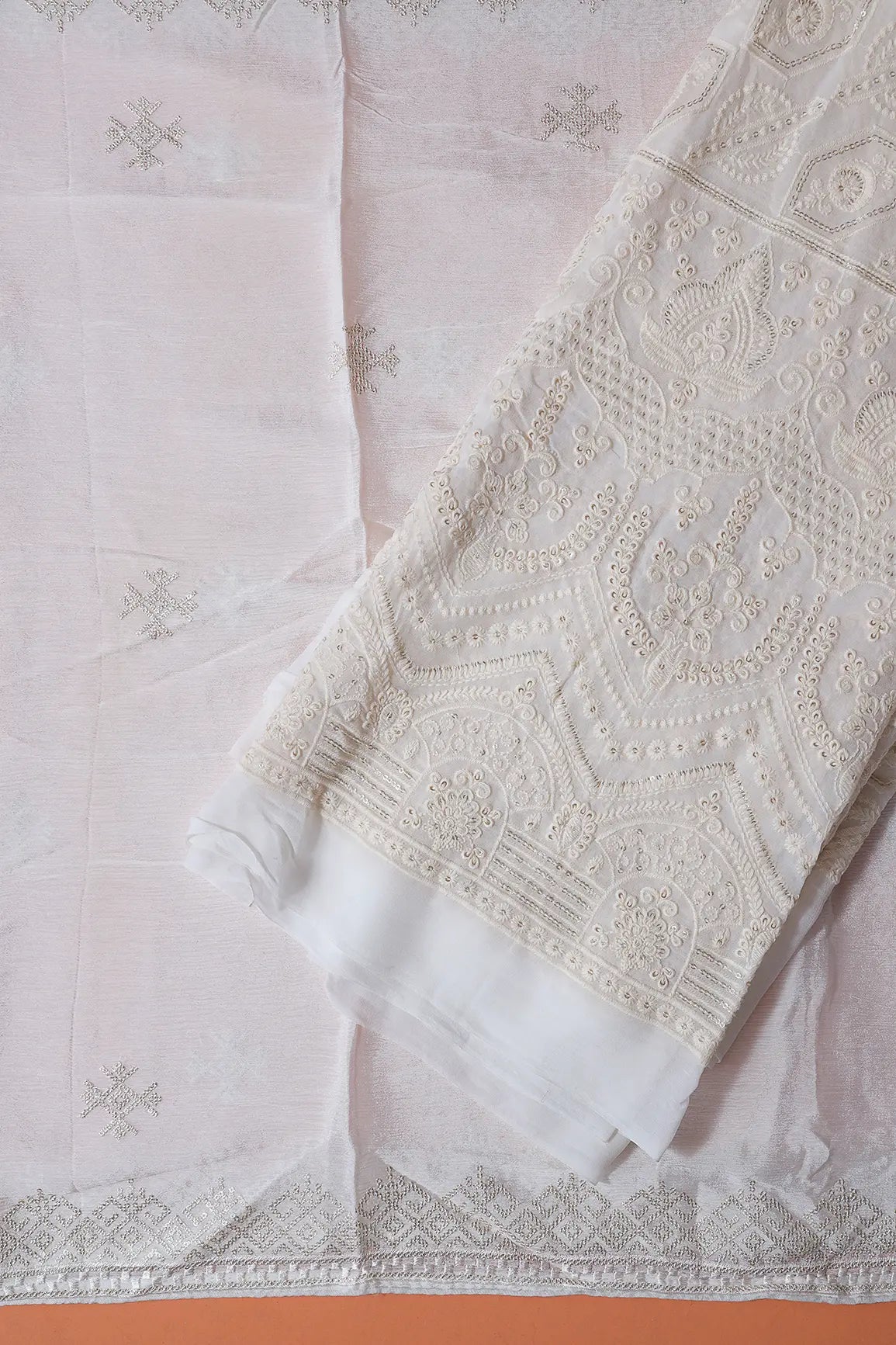 AIzaSyBcstauz-XMPRhEY21AUzeo032pxrXB5Ug - Dyeable Lucknowi Unstitched Pure Viscose Georgette Suit Set (3 piece)