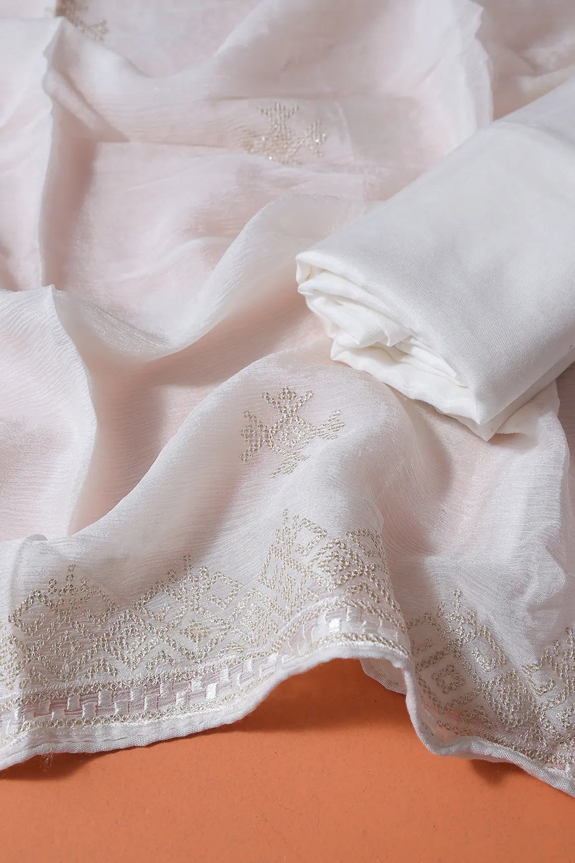 AIzaSyBcstauz-XMPRhEY21AUzeo032pxrXB5Ug - Dyeable Lucknowi Unstitched Pure Viscose Georgette Suit Set (3 piece)