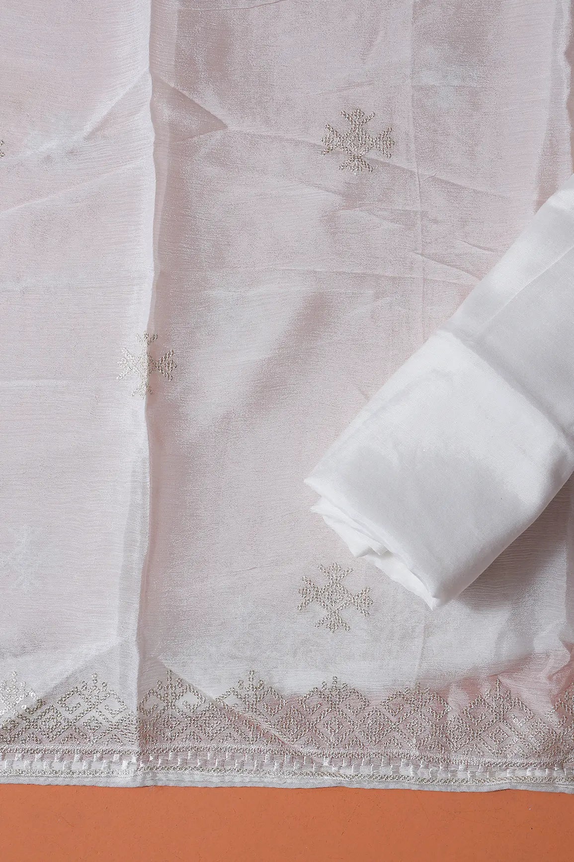 AIzaSyBcstauz-XMPRhEY21AUzeo032pxrXB5Ug - Dyeable Lucknowi Unstitched Pure Viscose Georgette Suit Set (3 piece)