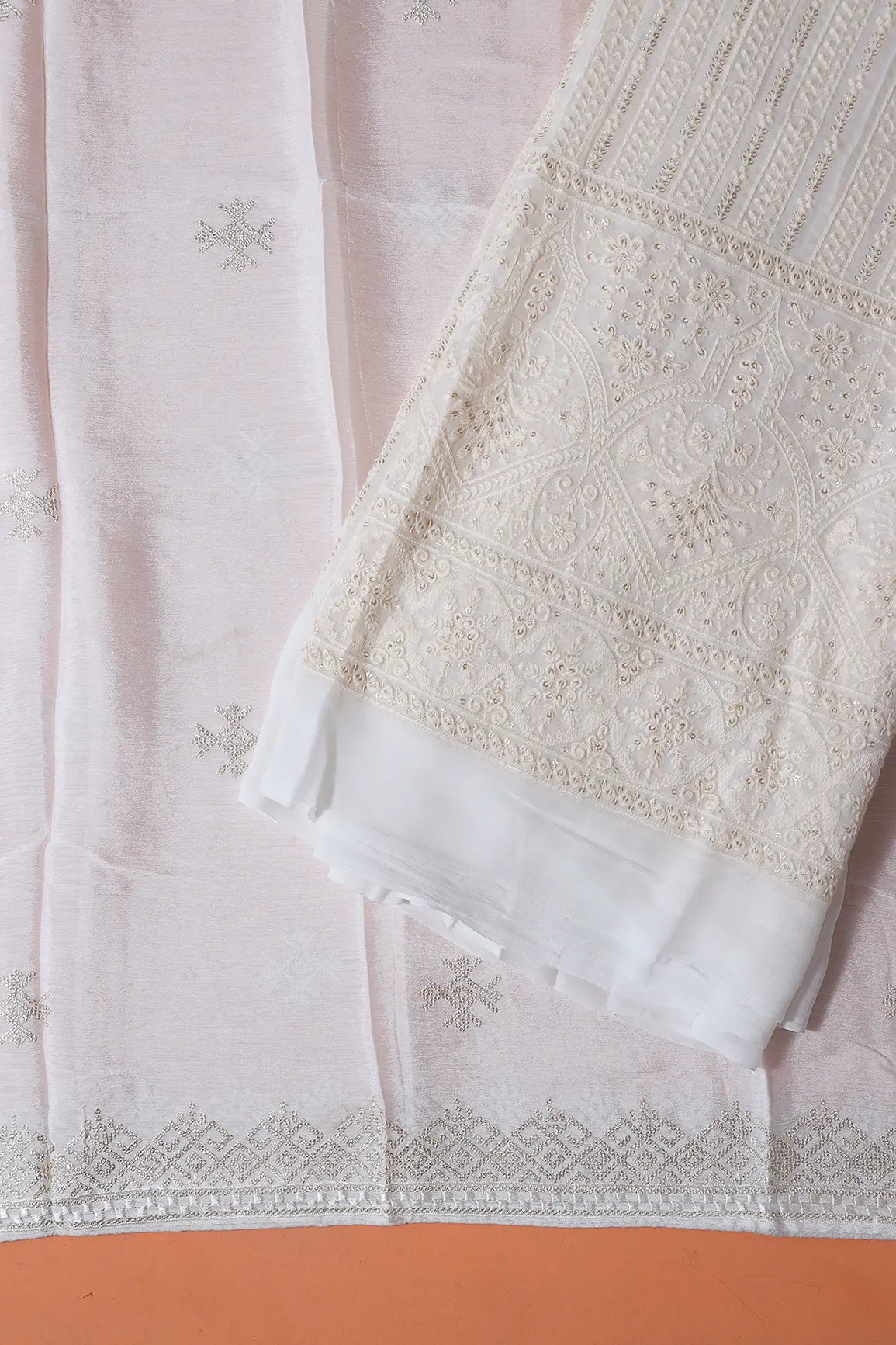 AIzaSyBcstauz-XMPRhEY21AUzeo032pxrXB5Ug - Dyeable Lucknowi Unstitched Pure Viscose Georgette Suit Set (3 piece)