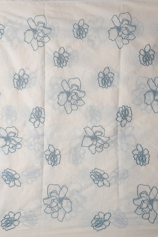 AIzaSyBcstauz-XMPRhEY21AUzeo032pxrXB5Ug - Beautiful Rama Floral Embroidery On Off White Organic Cotton Fabric