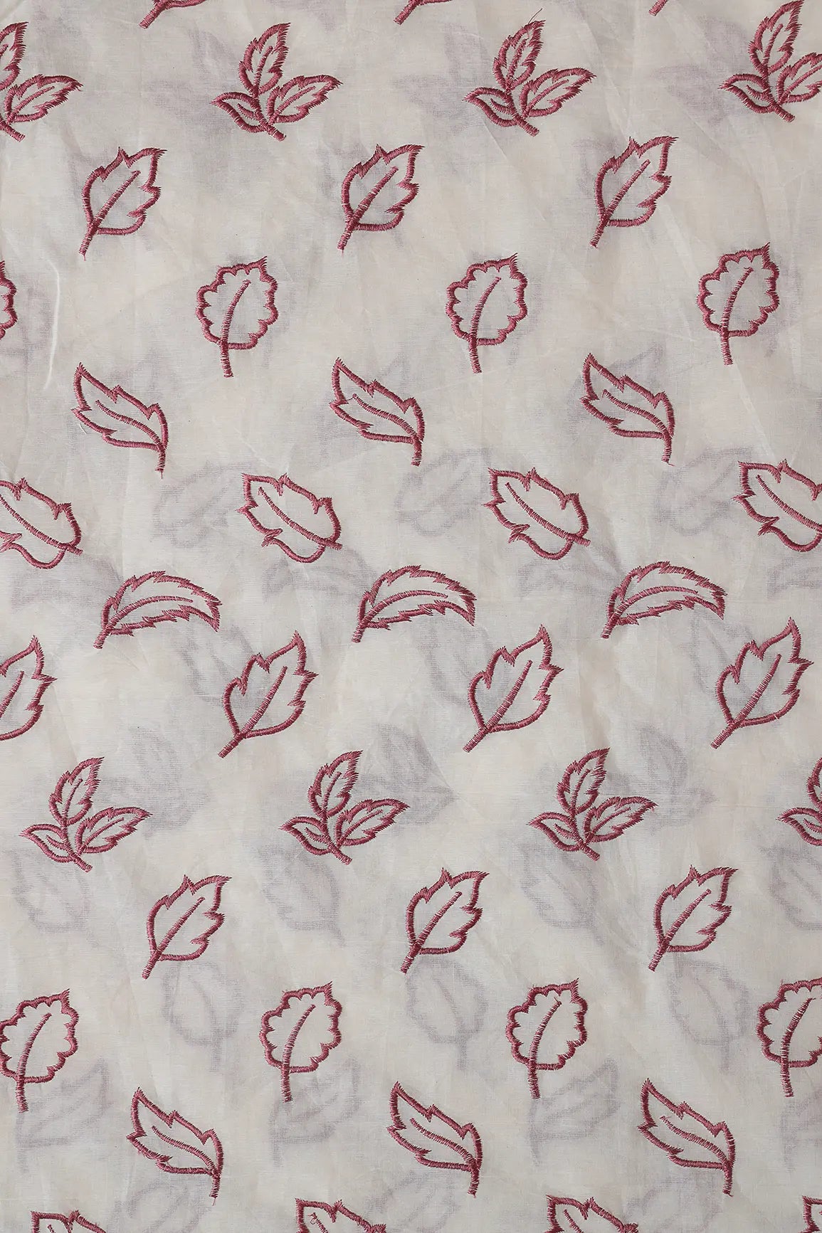 AIzaSyBcstauz-XMPRhEY21AUzeo032pxrXB5Ug - Beautiful Mauve Leafy Embroidery On Off White Organic Cotton Fabric