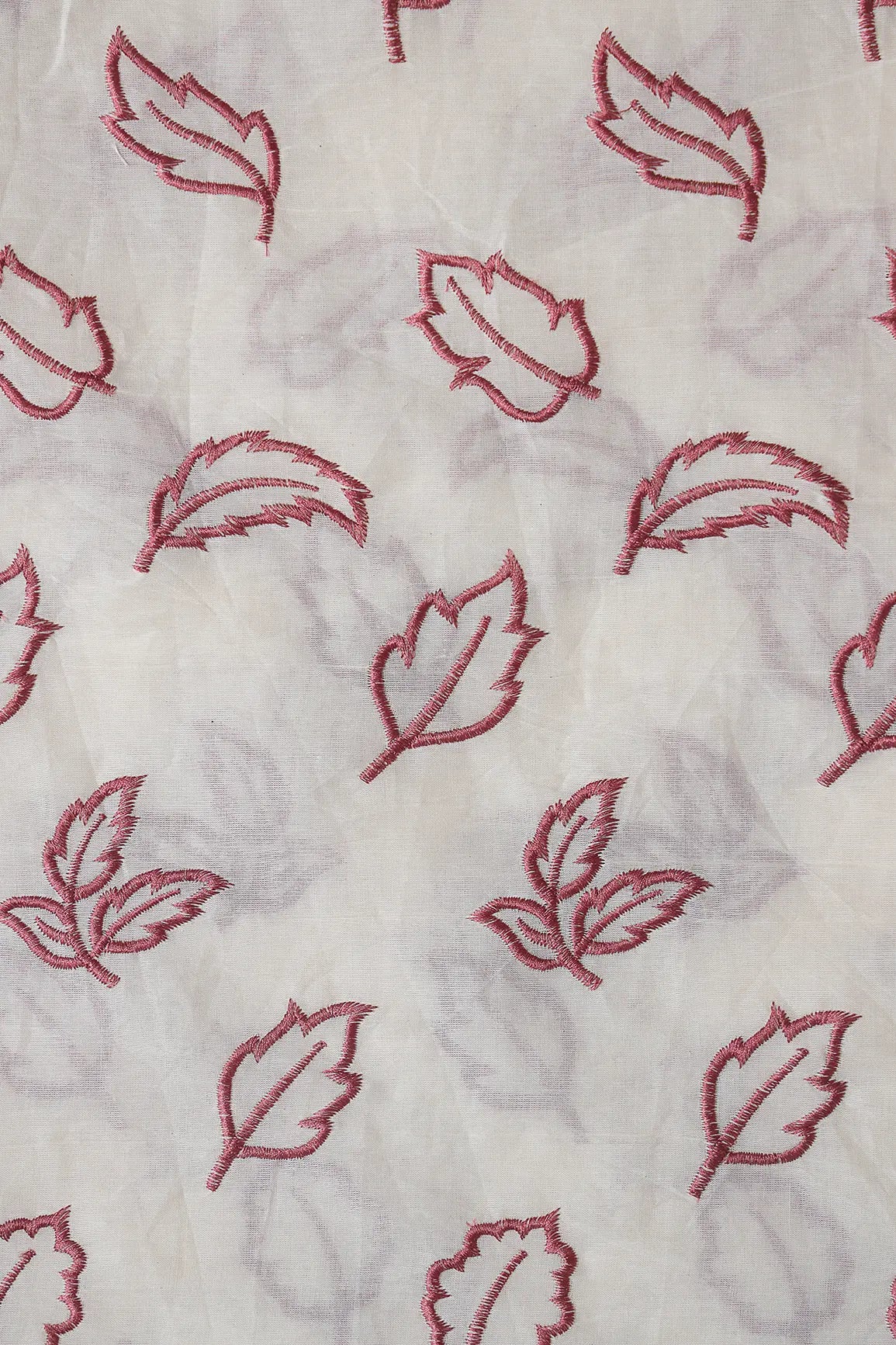 AIzaSyBcstauz-XMPRhEY21AUzeo032pxrXB5Ug - Beautiful Mauve Leafy Embroidery On Off White Organic Cotton Fabric