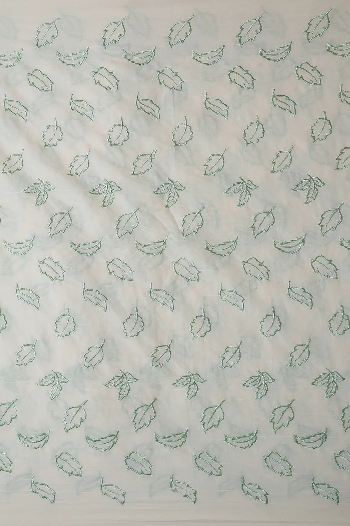 AIzaSyBcstauz-XMPRhEY21AUzeo032pxrXB5Ug - Beautiful Olive Leafy Embroidery On Off White Organic Cotton Fabric