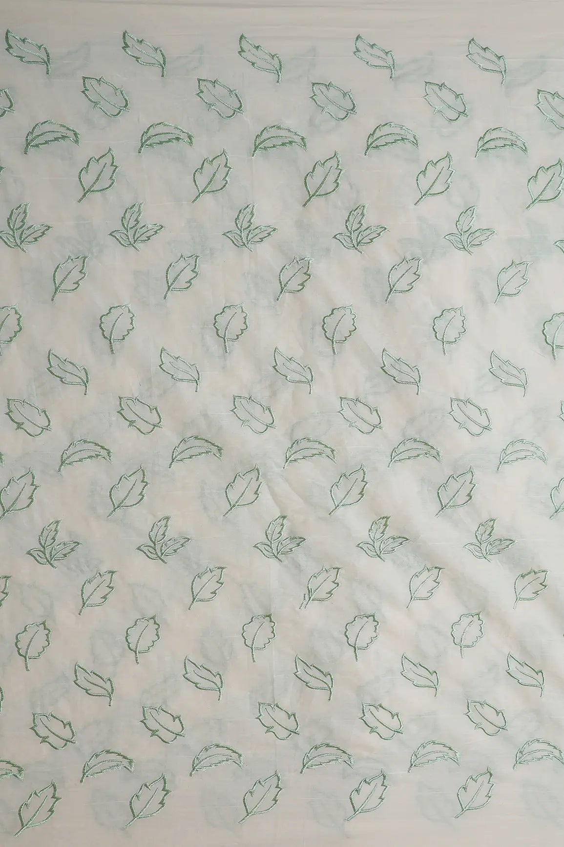 AIzaSyBcstauz-XMPRhEY21AUzeo032pxrXB5Ug - Beautiful Olive Leafy Embroidery On Off White Organic Cotton Fabric