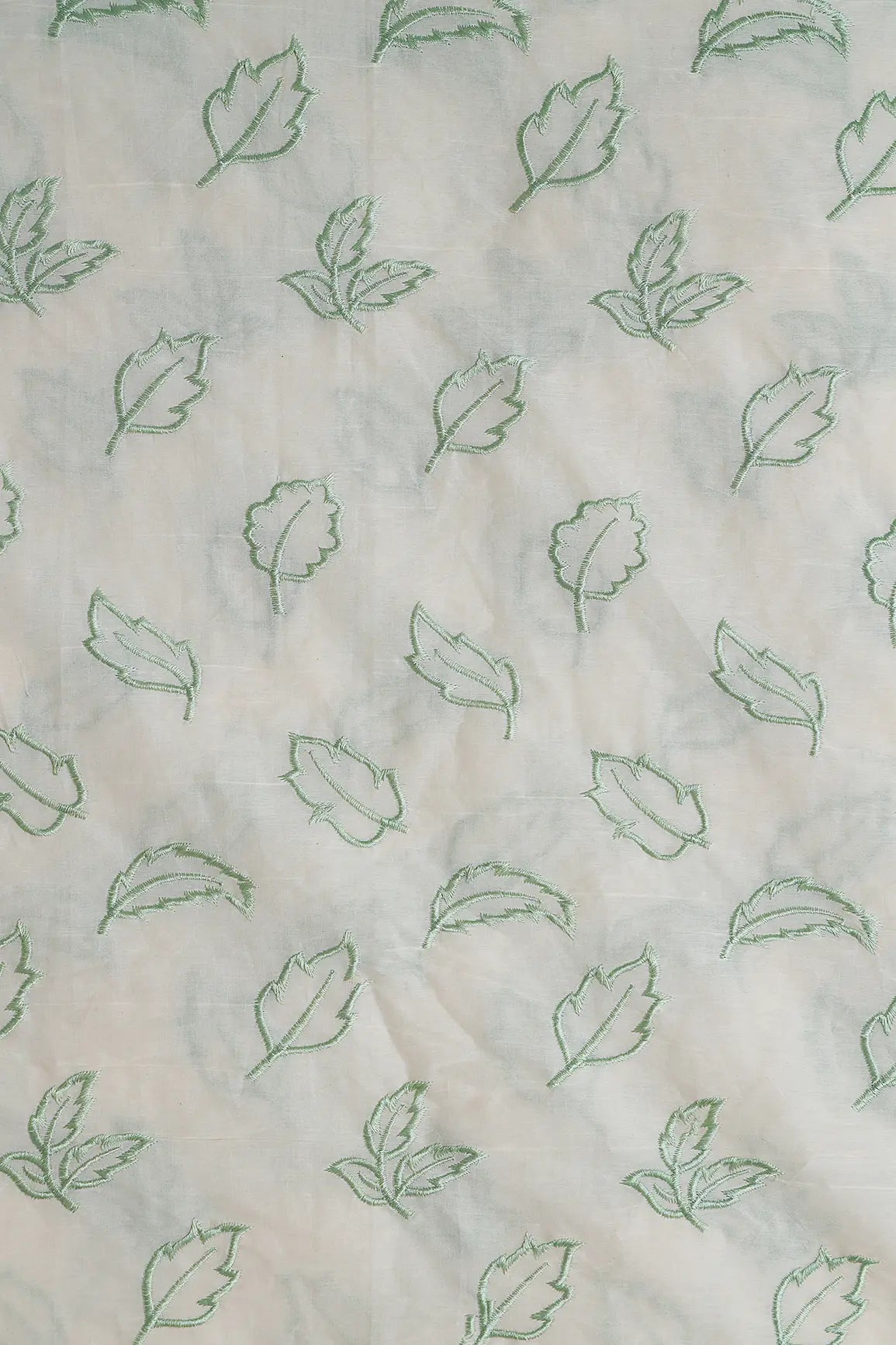 AIzaSyBcstauz-XMPRhEY21AUzeo032pxrXB5Ug - Beautiful Olive Leafy Embroidery On Off White Organic Cotton Fabric