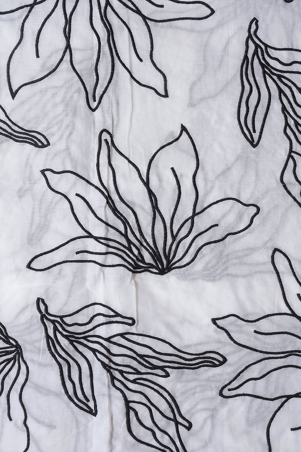 AIzaSyBcstauz-XMPRhEY21AUzeo032pxrXB5Ug - Beautiful Black Floral Embroidery On Off White Pure Mul Cotton Fabric