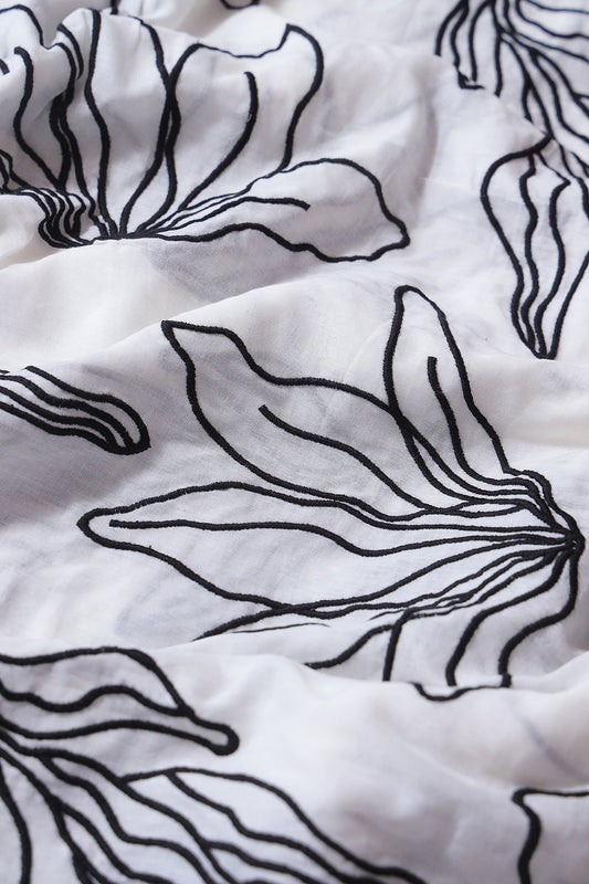 AIzaSyBcstauz-XMPRhEY21AUzeo032pxrXB5Ug - Beautiful Black Floral Embroidery On Off White Pure Mul Cotton Fabric