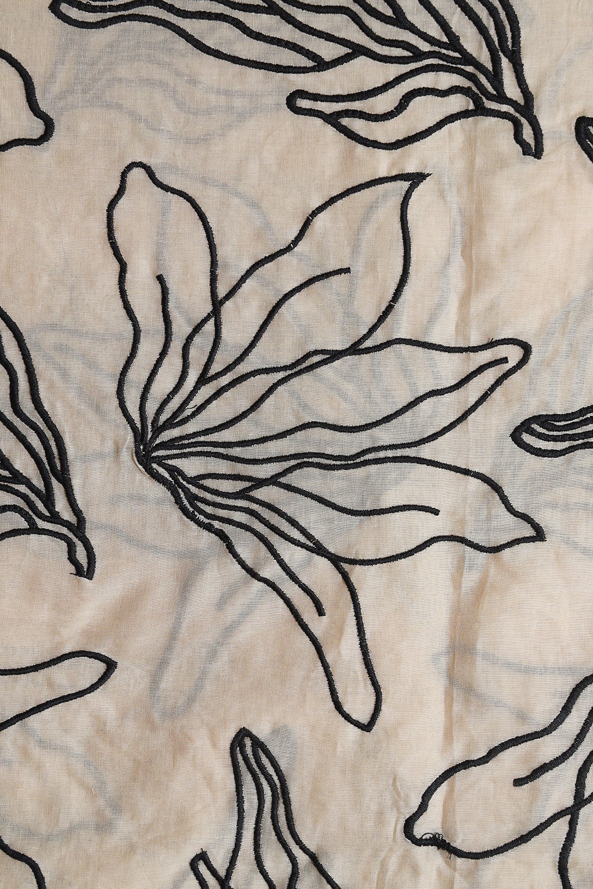AIzaSyBcstauz-XMPRhEY21AUzeo032pxrXB5Ug - Beautiful Black Floral Embroidery On Beige Pure Mul Cotton Fabric