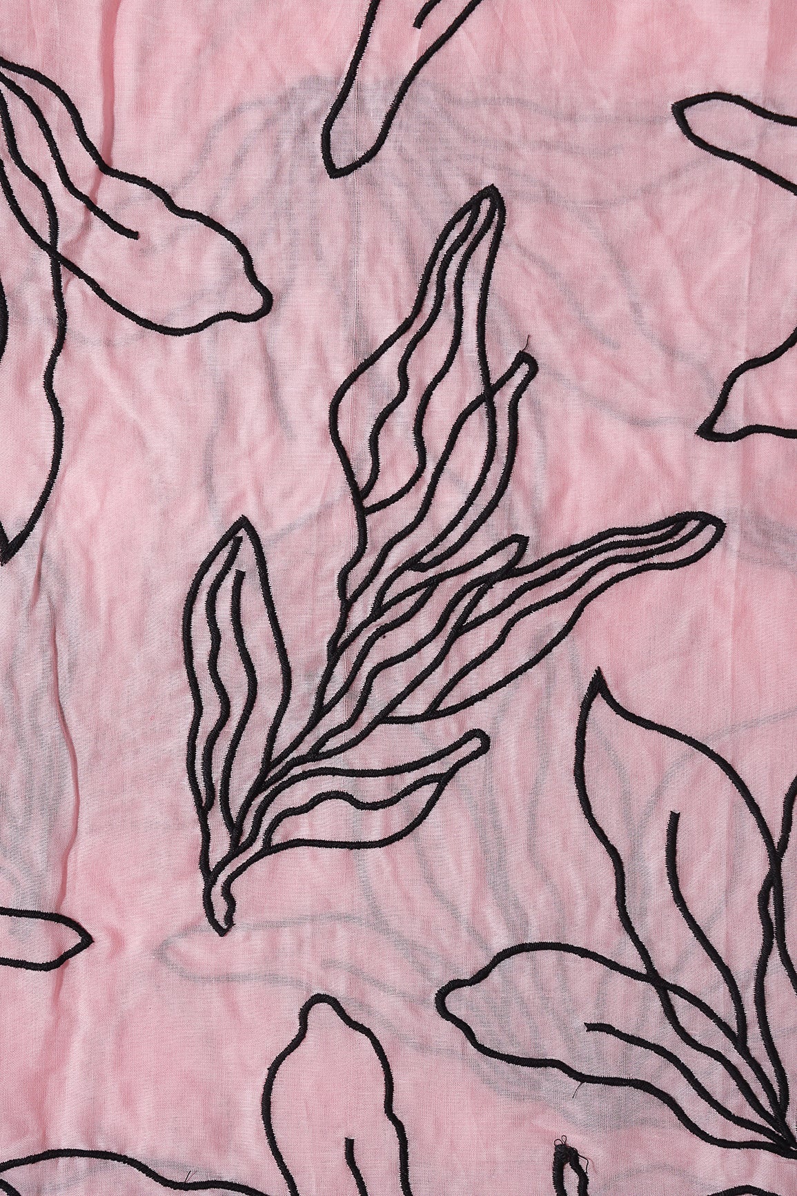 AIzaSyBcstauz-XMPRhEY21AUzeo032pxrXB5Ug - Beautiful Black Floral Embroidery On Pastel Pink Pure Mul Cotton Fabric