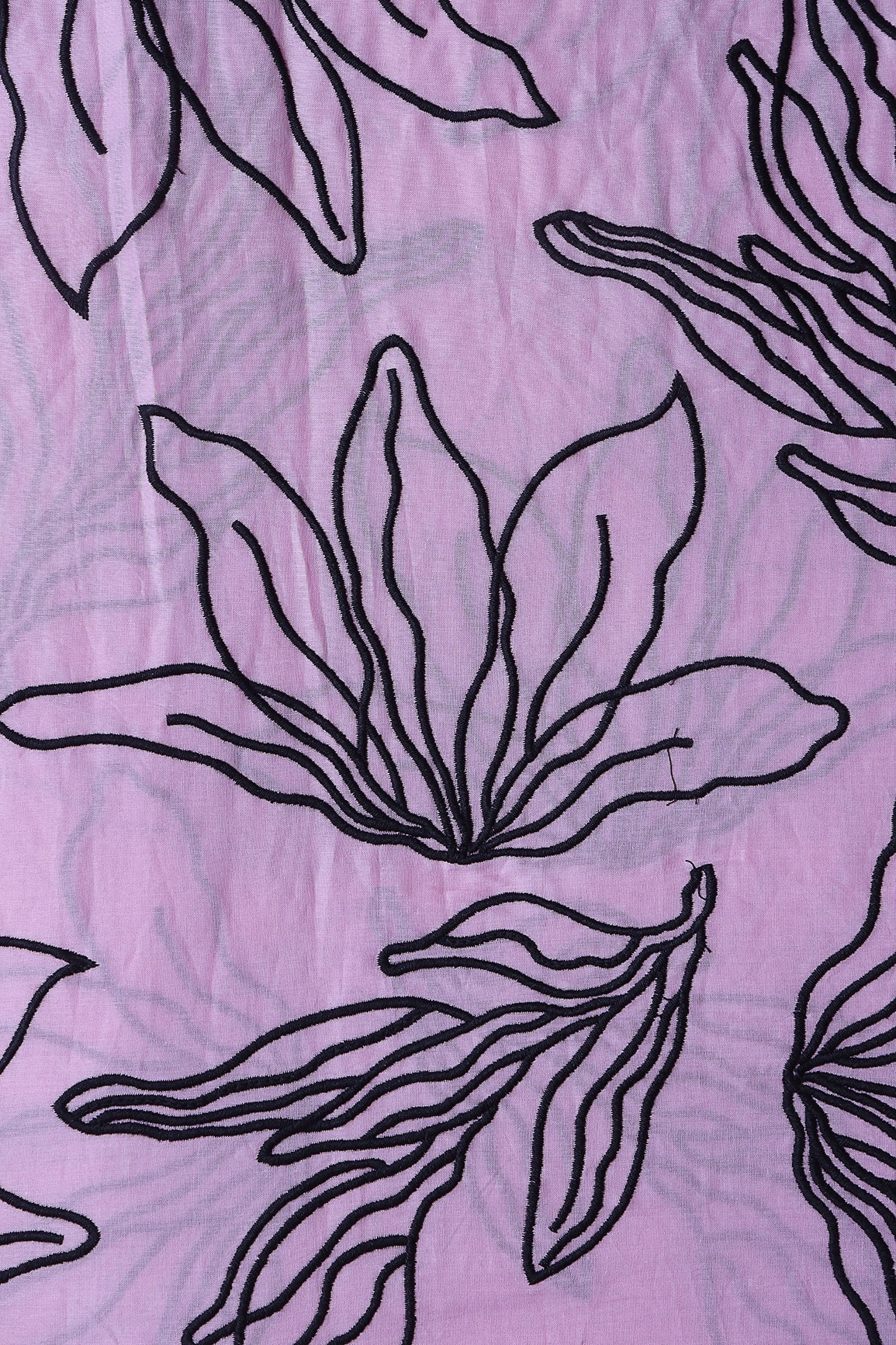 AIzaSyBcstauz-XMPRhEY21AUzeo032pxrXB5Ug - Beautiful Black Floral Embroidery On Lilac Pure Mul Cotton Fabric