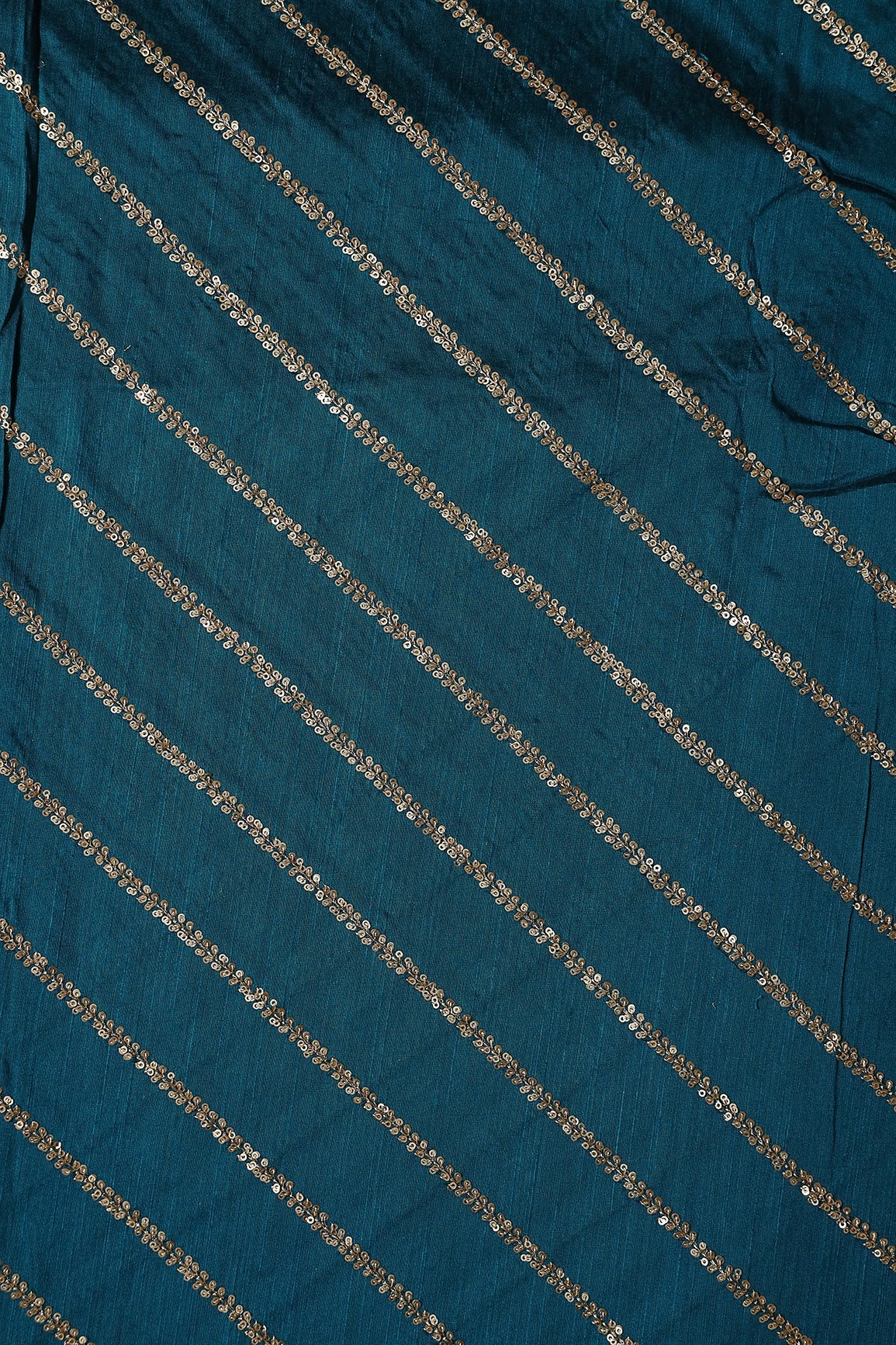 AIzaSyBcstauz-XMPRhEY21AUzeo032pxrXB5Ug - Gold Sequins With Gold Zari Stripes Embroidery Work On Rama Raw Silk Fabric