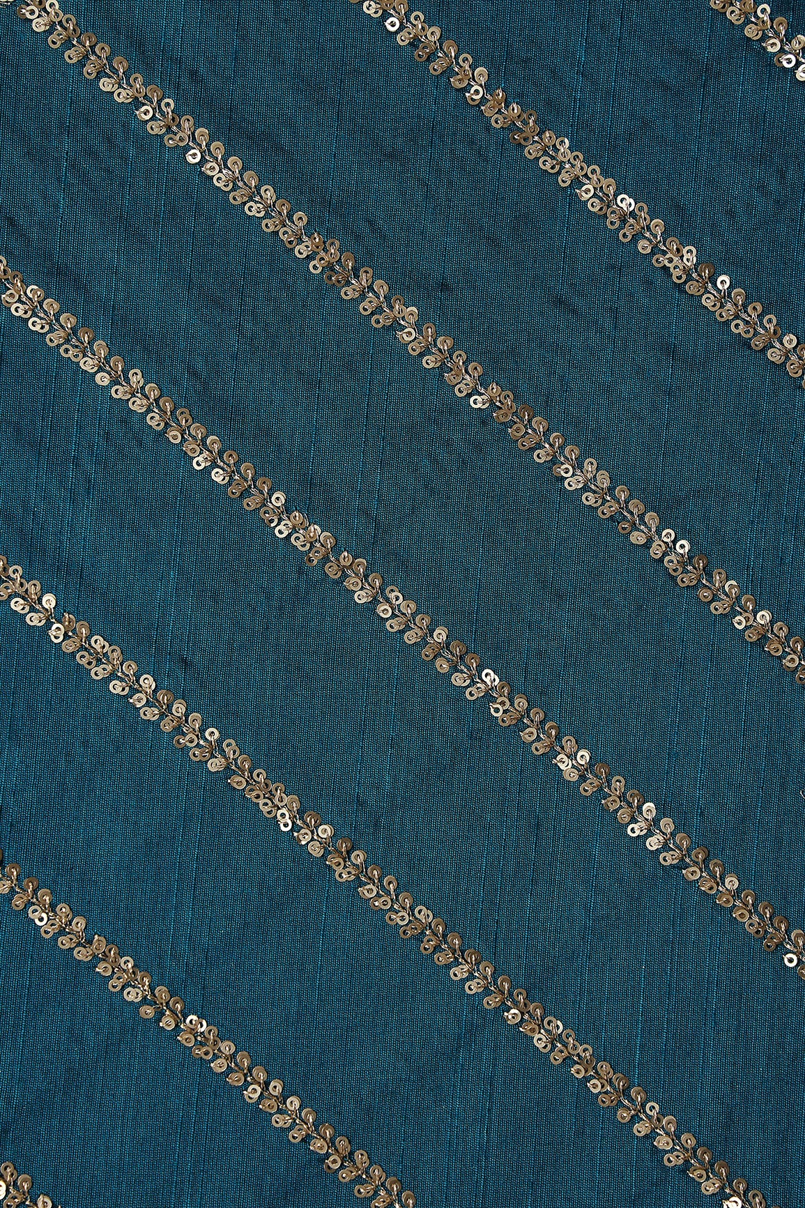 AIzaSyBcstauz-XMPRhEY21AUzeo032pxrXB5Ug - Gold Sequins With Gold Zari Stripes Embroidery Work On Rama Raw Silk Fabric