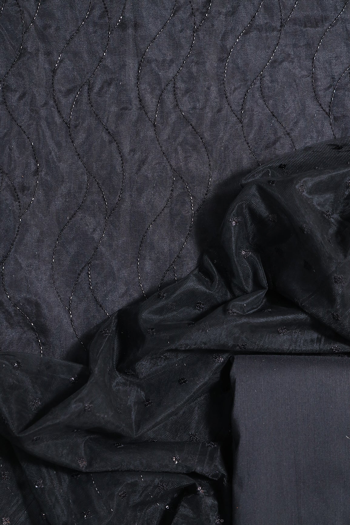 AIzaSyBcstauz-XMPRhEY21AUzeo032pxrXB5Ug - Black Cut Dana Beads Unstitched Suit Set (3 Piece)