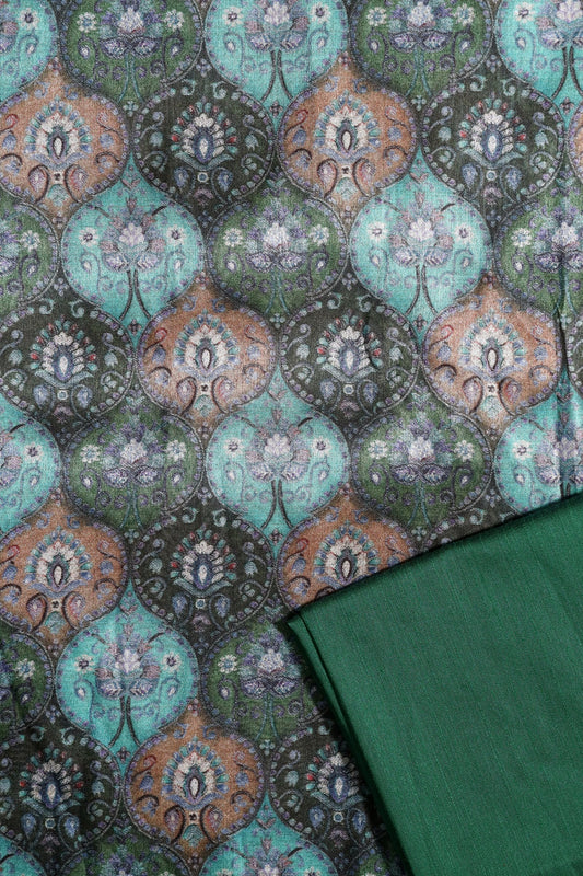 Teal And Green Unstitched Suit Set (2 Piece)