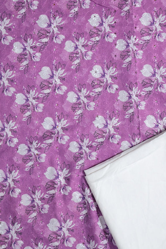 Purple And White Unstitched Suit Set (2 Piece)