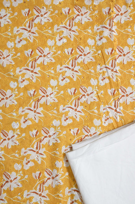 Yellow And White Unstitched Suit Set (2 Piece)