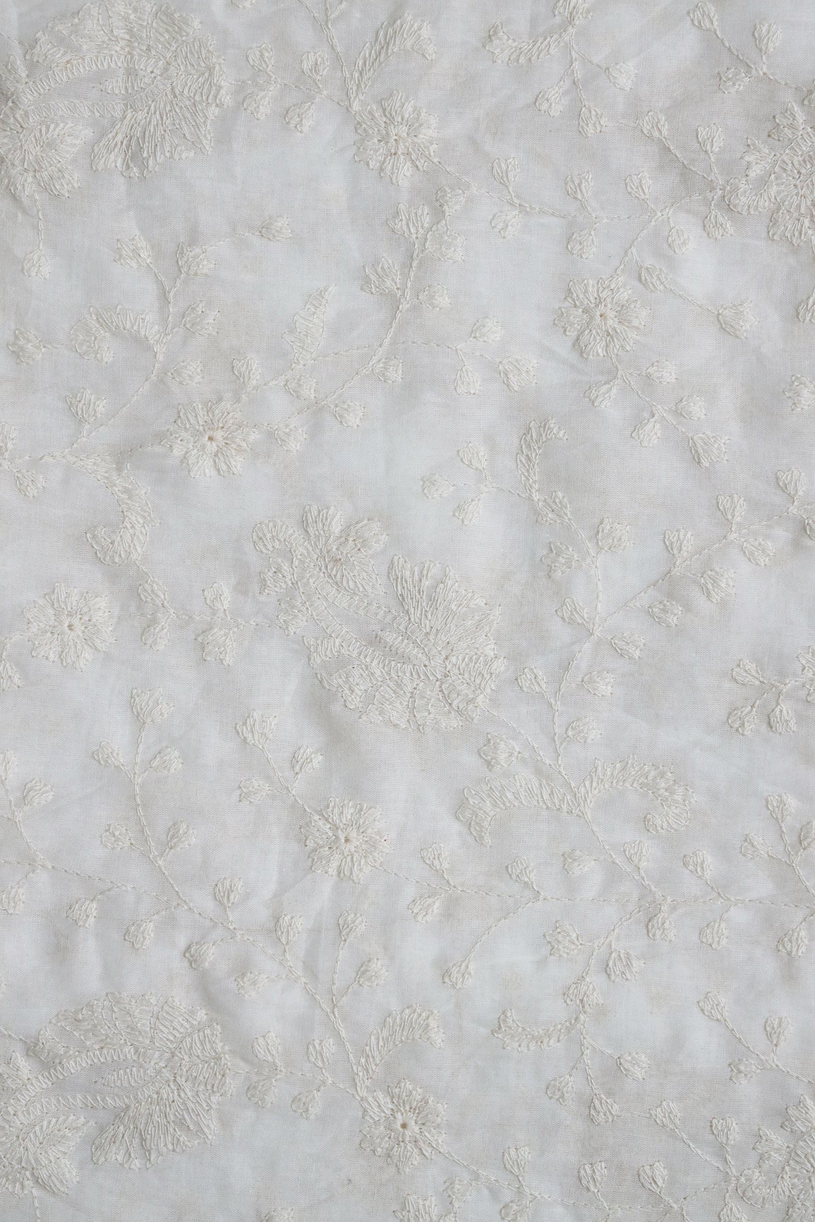 AIzaSyBcstauz-XMPRhEY21AUzeo032pxrXB5Ug - Beautiful White Thread Floral Paisley Embroidery On White Pure Mul Cotton Fabric