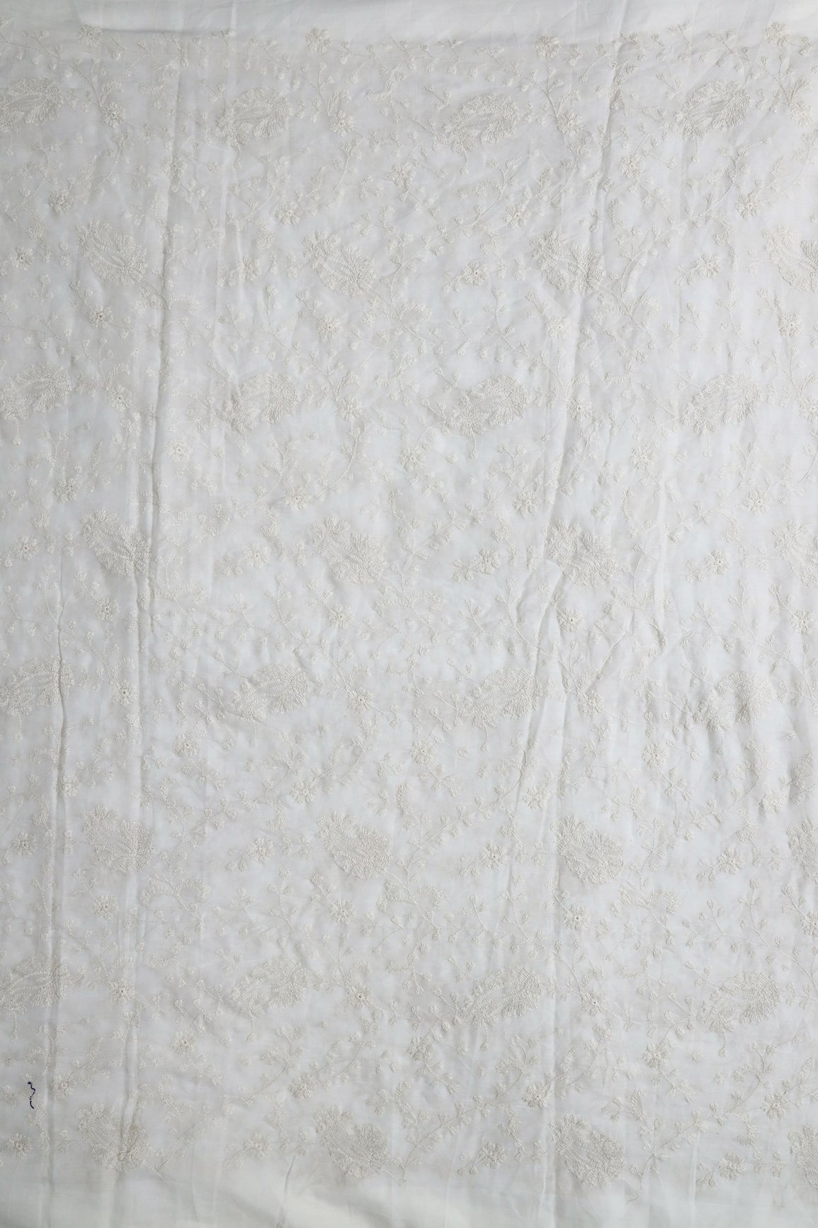 AIzaSyBcstauz-XMPRhEY21AUzeo032pxrXB5Ug - Beautiful White Thread Floral Paisley Embroidery On White Pure Mul Cotton Fabric