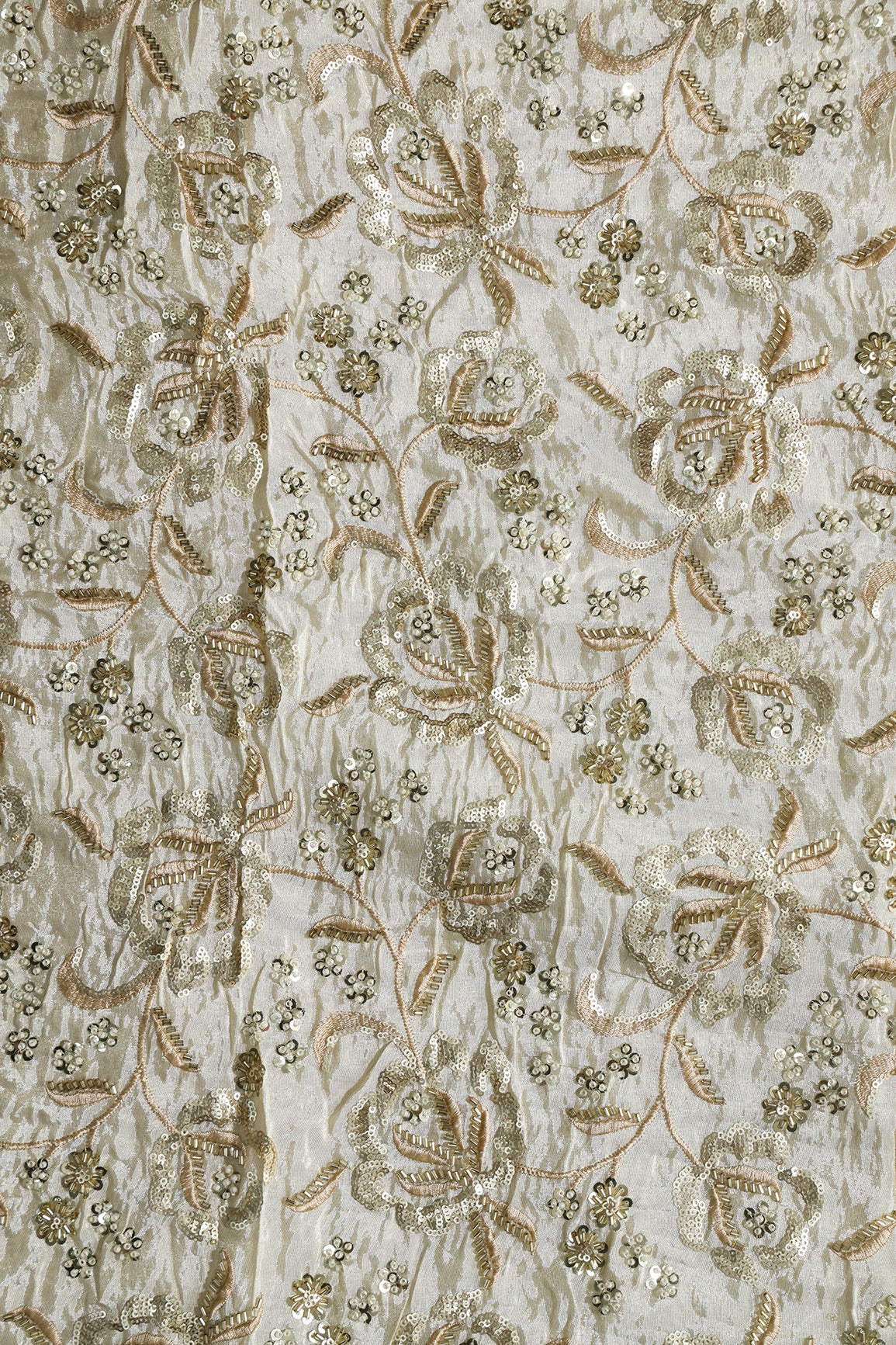 AIzaSyBcstauz-XMPRhEY21AUzeo032pxrXB5Ug - Beads With Sequins Beautiful Floral Embroidery On Dyeable Viscose Zari Tissue Fabric