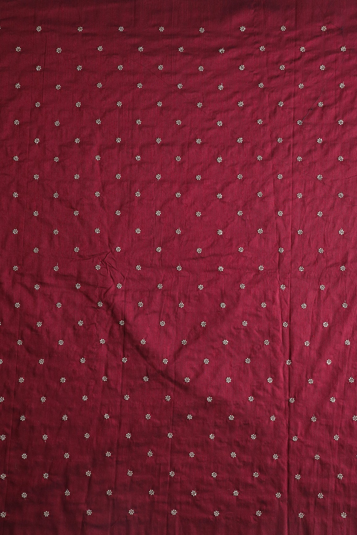 AIzaSyBcstauz-XMPRhEY21AUzeo032pxrXB5Ug - Gold Sequins With Gold Zari Small Motif Embroidery Work On Maroon Raw Silk Fabric