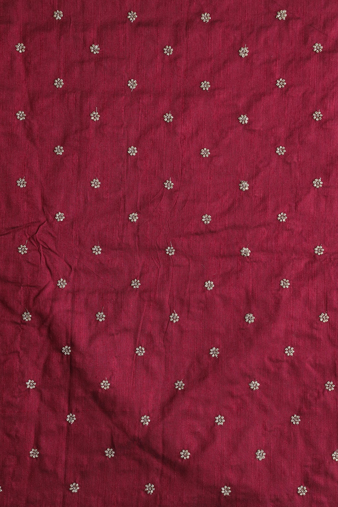 AIzaSyBcstauz-XMPRhEY21AUzeo032pxrXB5Ug - Gold Sequins With Gold Zari Small Motif Embroidery Work On Maroon Raw Silk Fabric