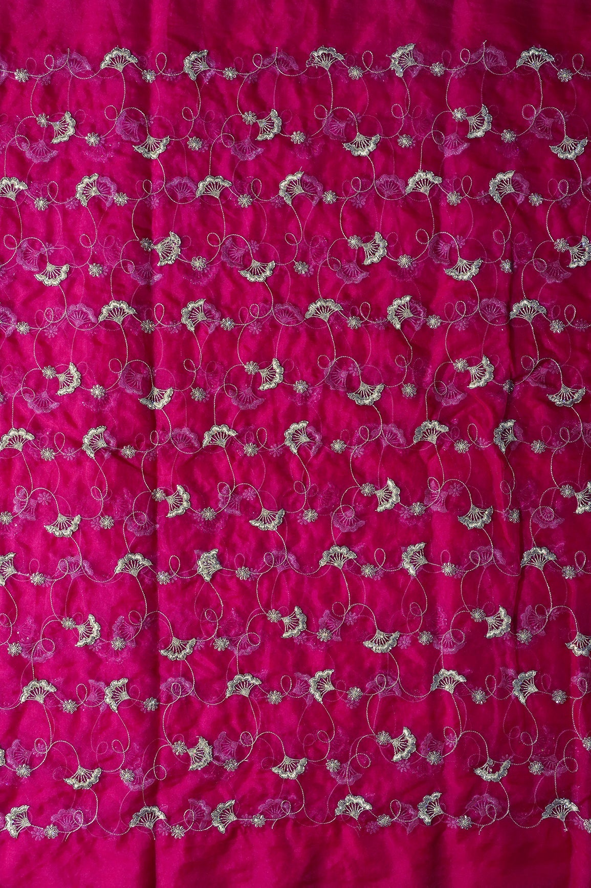 AIzaSyBcstauz-XMPRhEY21AUzeo032pxrXB5Ug - Gold Zari With Beads Beautiful Floral Embroidery On Rani Organza Fabric