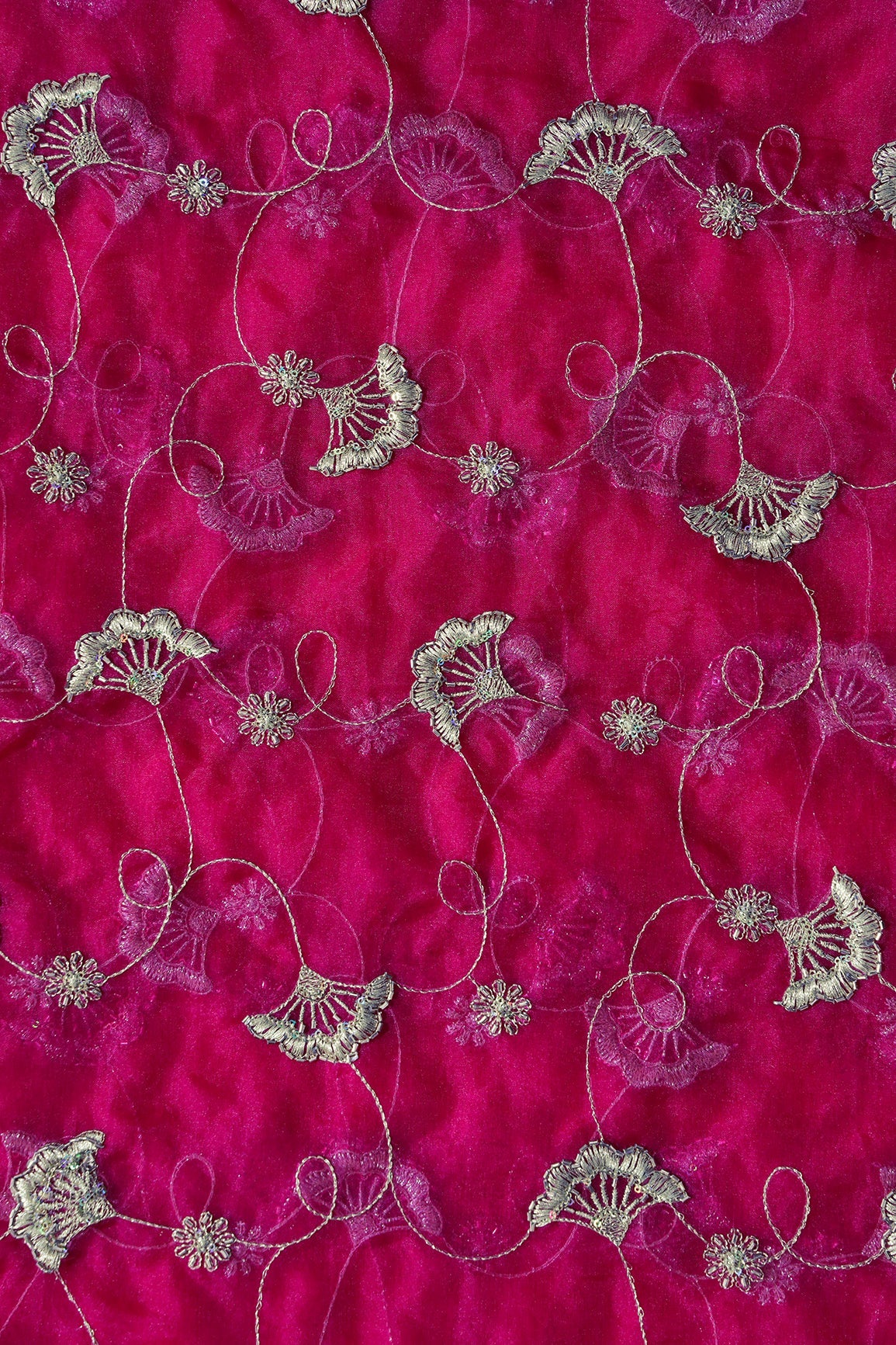 AIzaSyBcstauz-XMPRhEY21AUzeo032pxrXB5Ug - Gold Zari With Beads Beautiful Floral Embroidery On Rani Organza Fabric