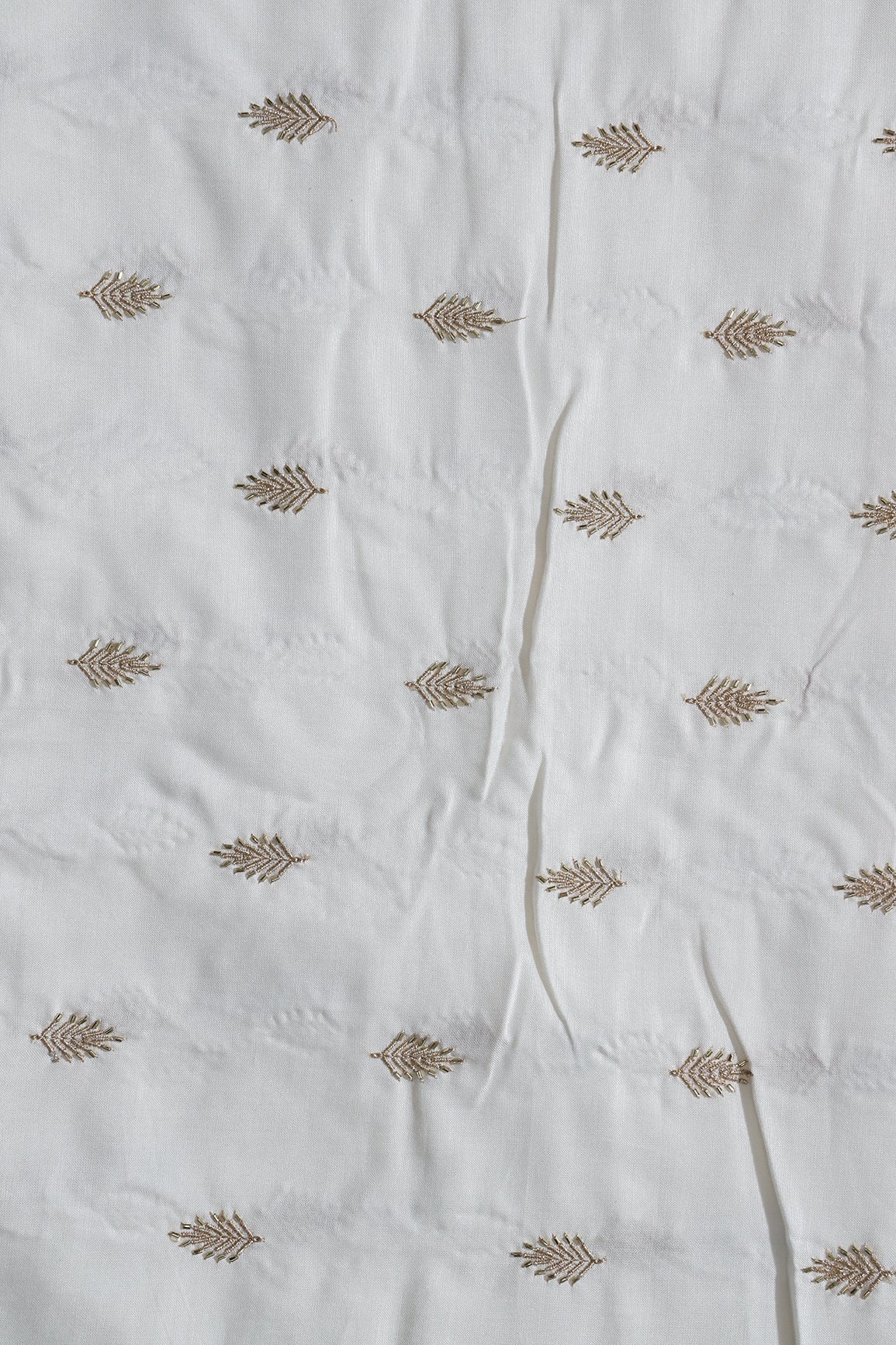 AIzaSyBcstauz-XMPRhEY21AUzeo032pxrXB5Ug - Beads Work With Zari Leafy Floral Embroidery On Pure Dyeable Tussar Silk Fabric