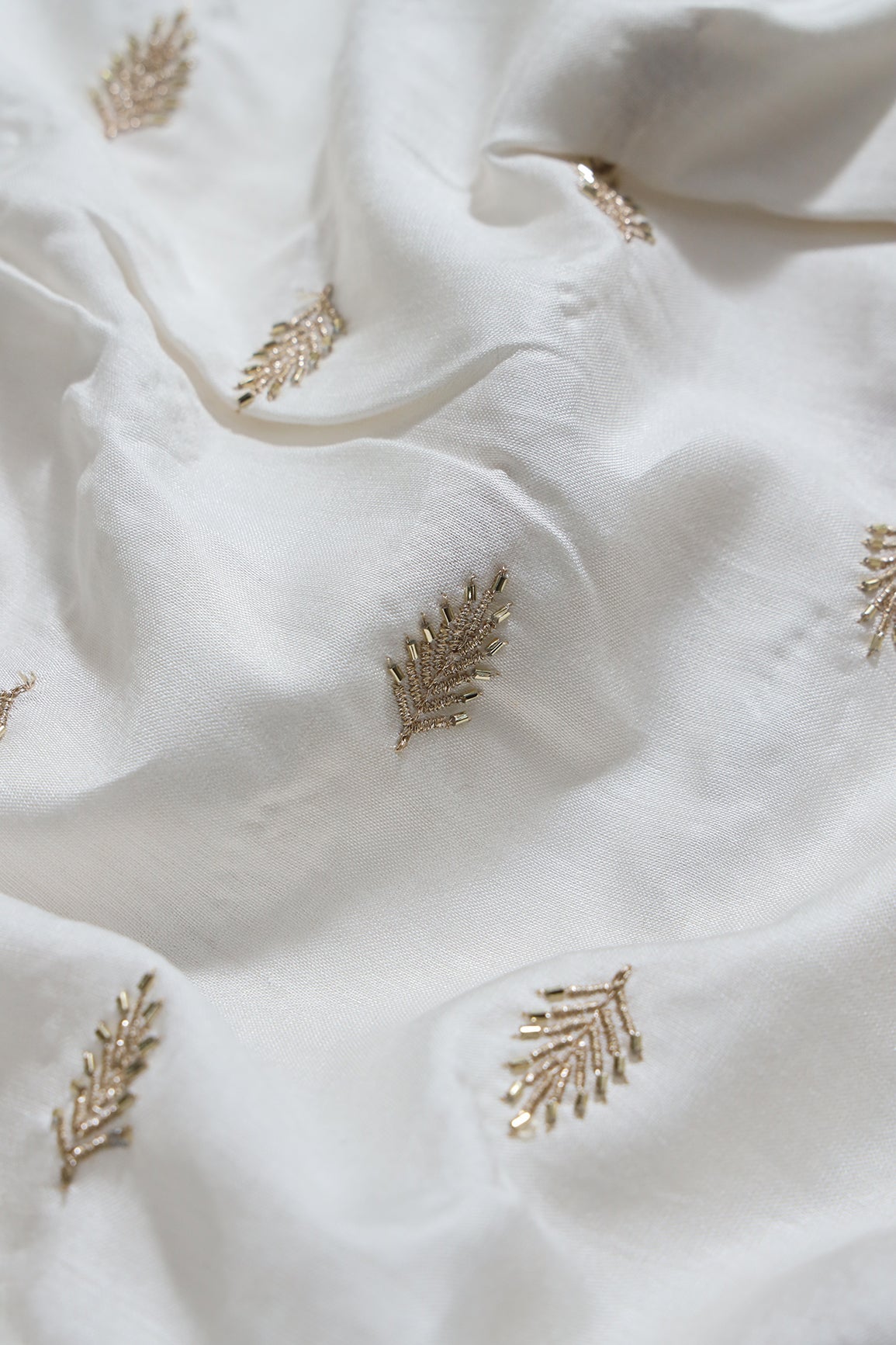 AIzaSyBcstauz-XMPRhEY21AUzeo032pxrXB5Ug - Beads Work With Zari Leafy Floral Embroidery On Pure Dyeable Tussar Silk Fabric