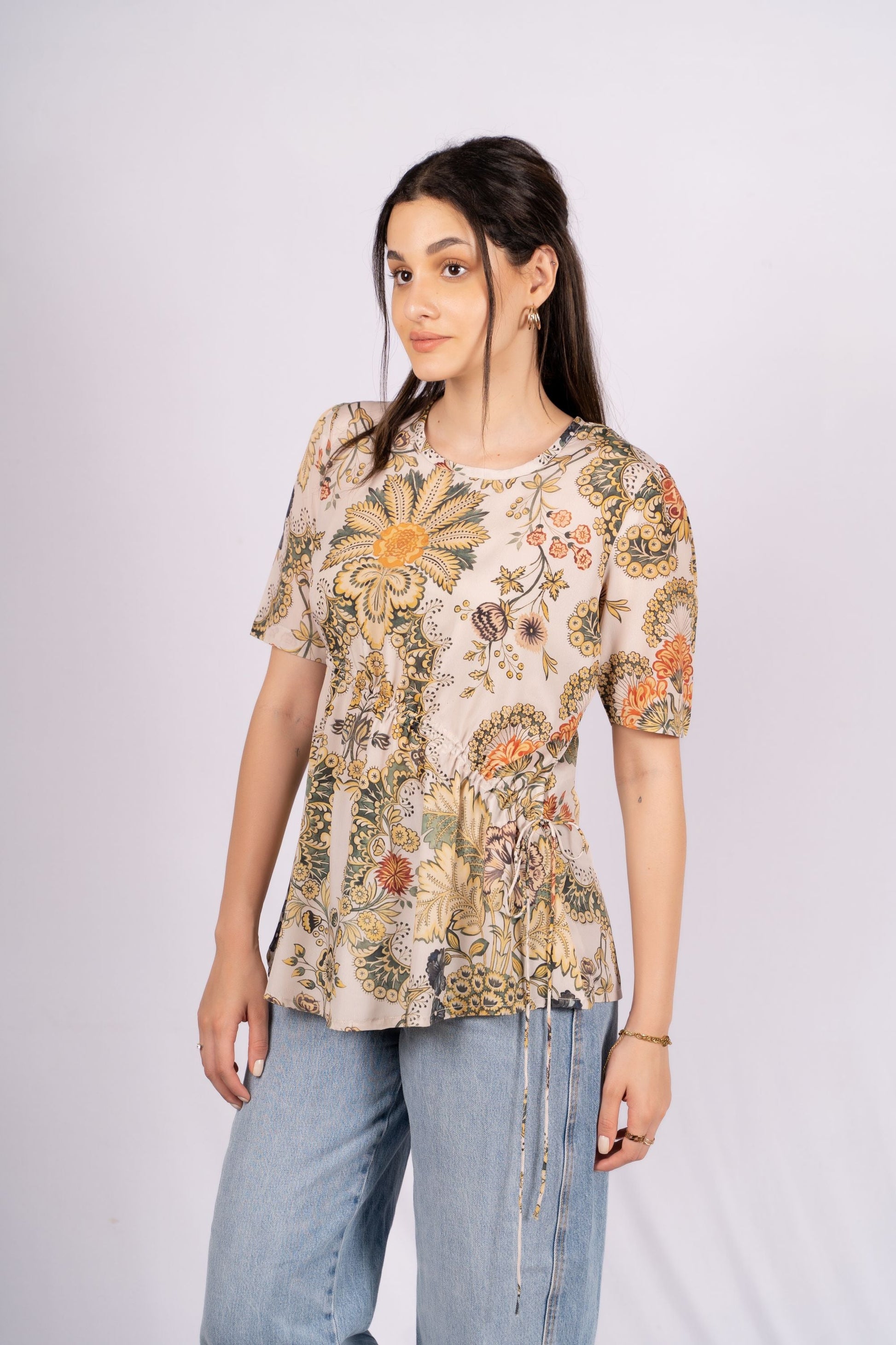 AIzaSyBcstauz-XMPRhEY21AUzeo032pxrXB5Ug - Hazel Cream Drawstring Crepe Top