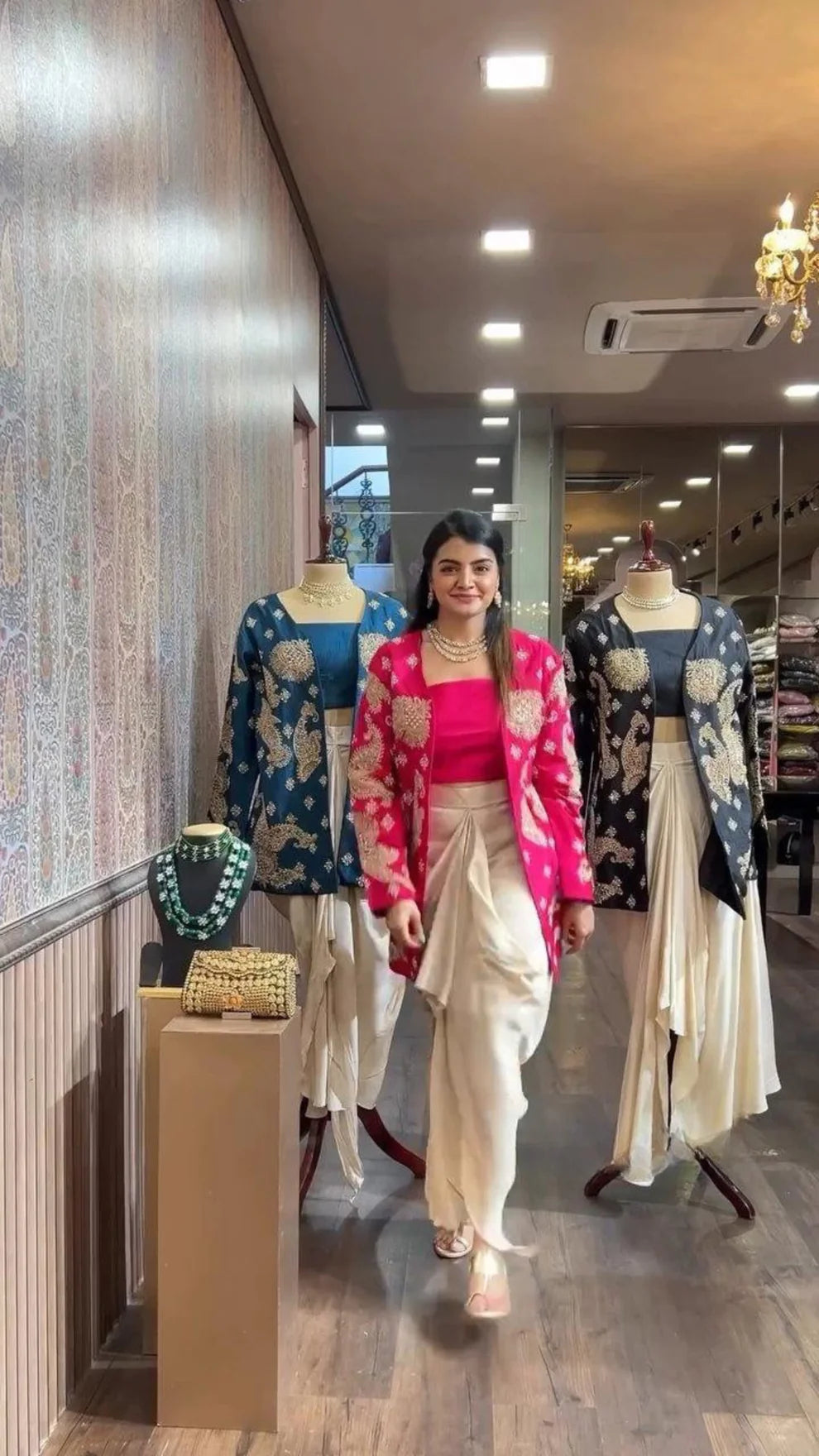 Royal Cording Sequence Koti Blouse Skirt Set