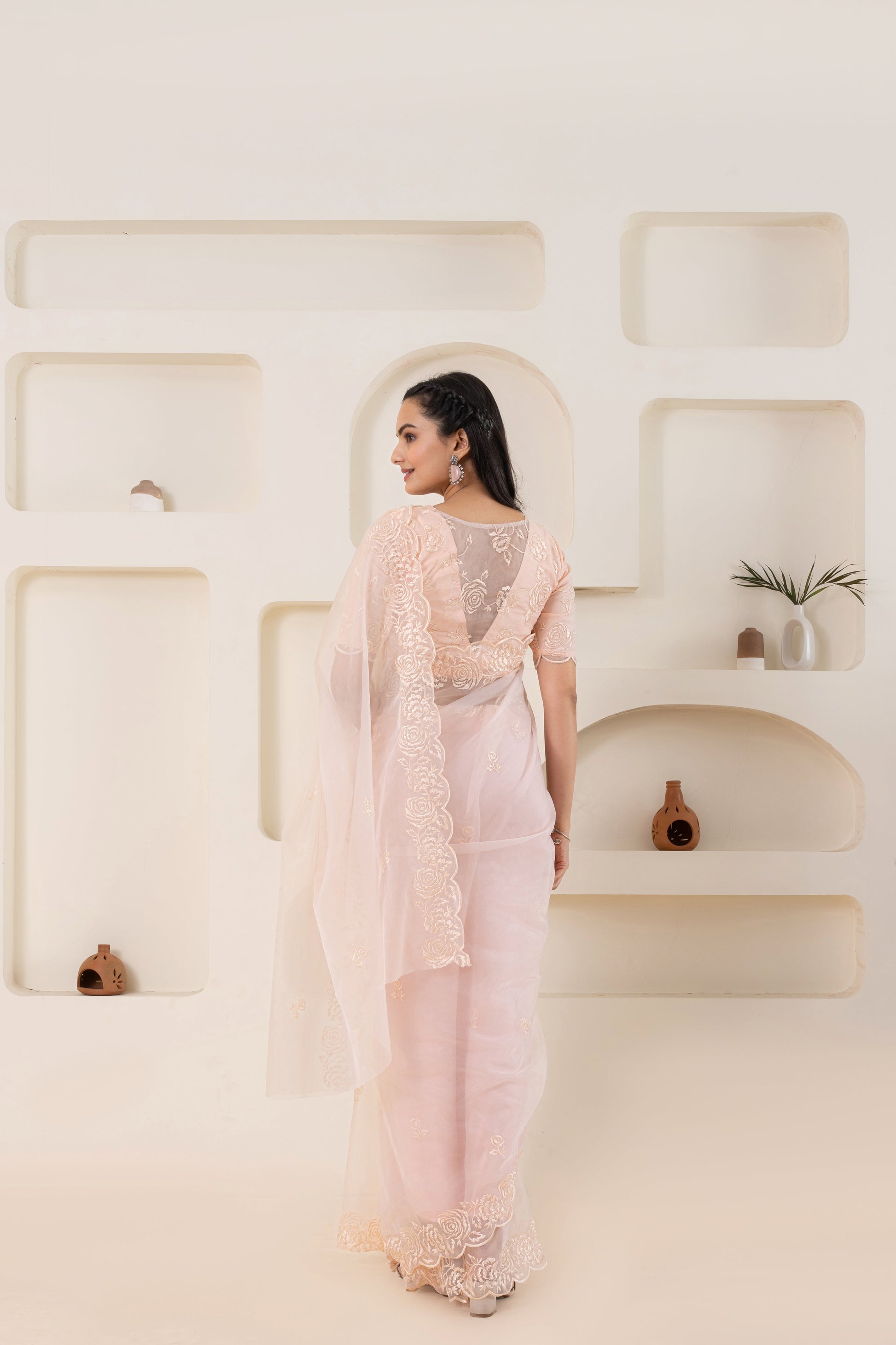 AIzaSyBcstauz-XMPRhEY21AUzeo032pxrXB5Ug - Cream Embroidery Saree Set (Saree With Blouse Piece)