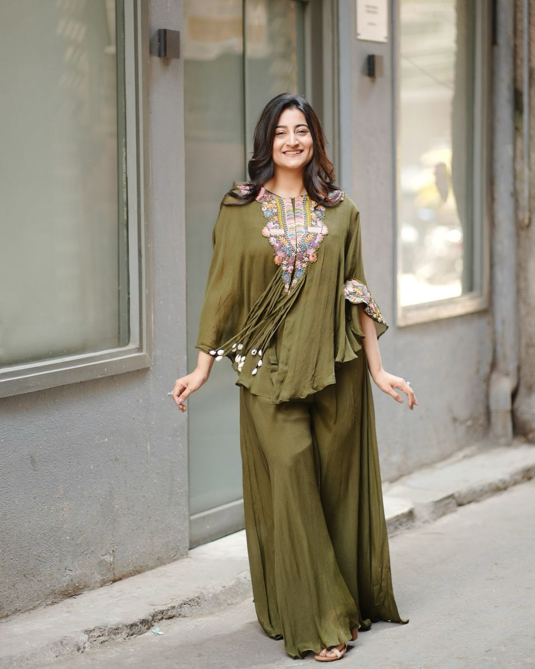 Soch Green Embellished  Indo Western With Sequence Embroidered Work