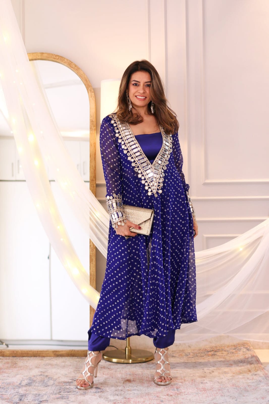 Real Mirror Work Anarkali Kurti Set – Ideal for Festive & Wedding Celebrations