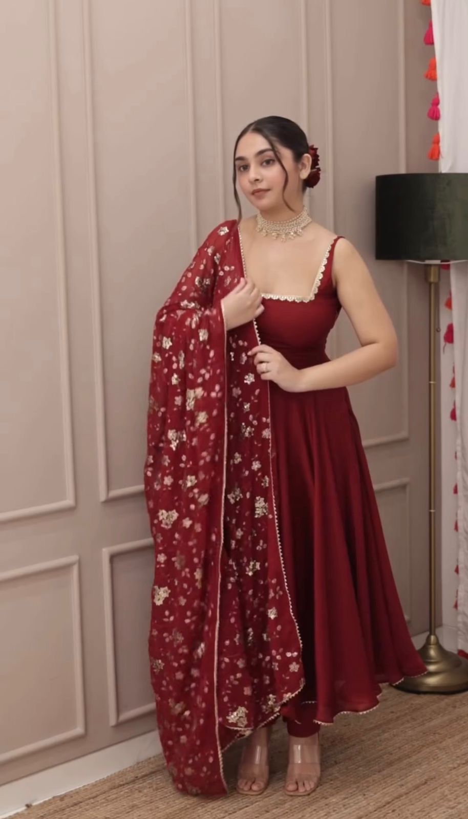 Elegant Anarkali Set With Heavy Dupatta