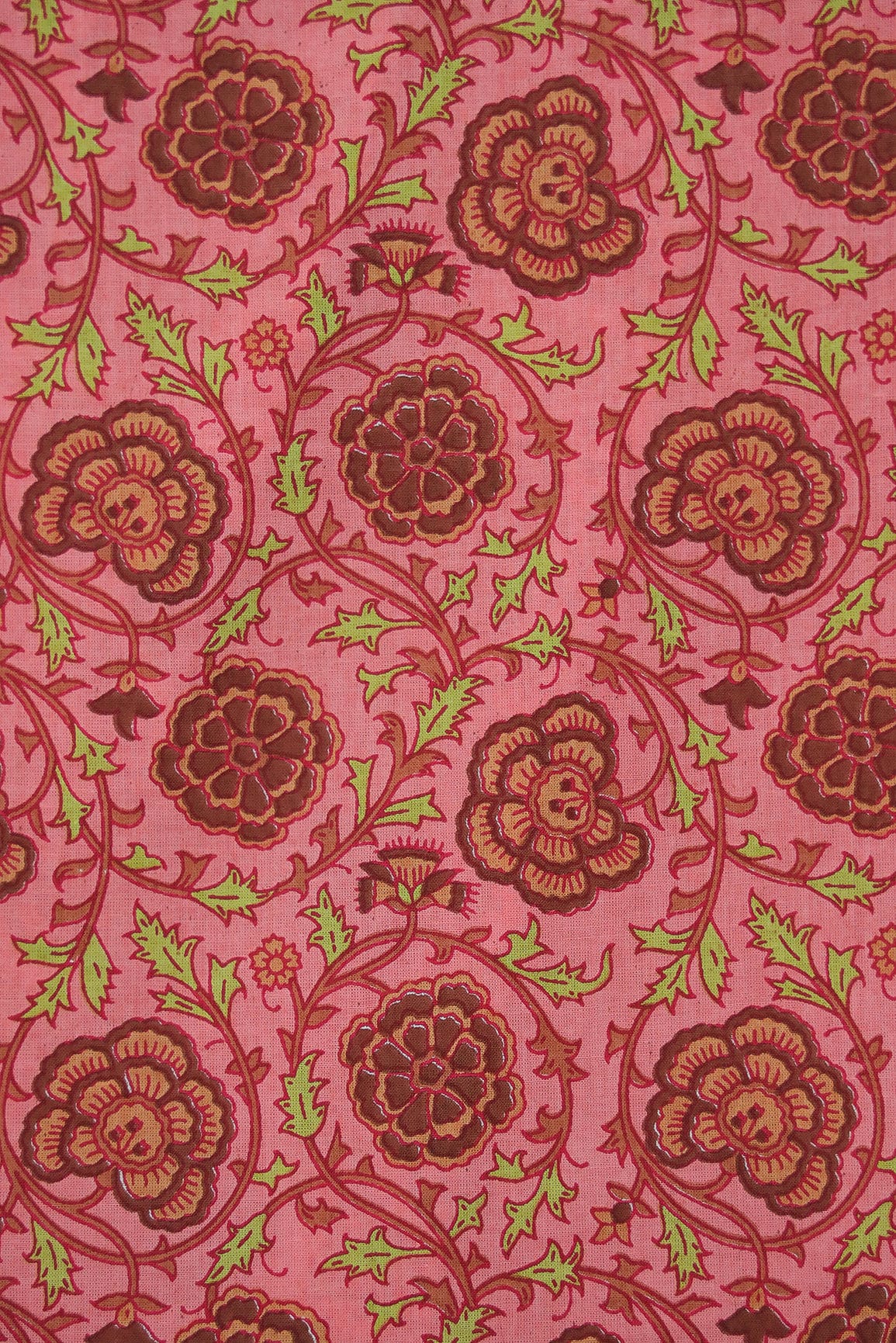 AIzaSyBcstauz-XMPRhEY21AUzeo032pxrXB5Ug - Baby Pink and Pink Floral Screen Print on organic Cotton Fabric