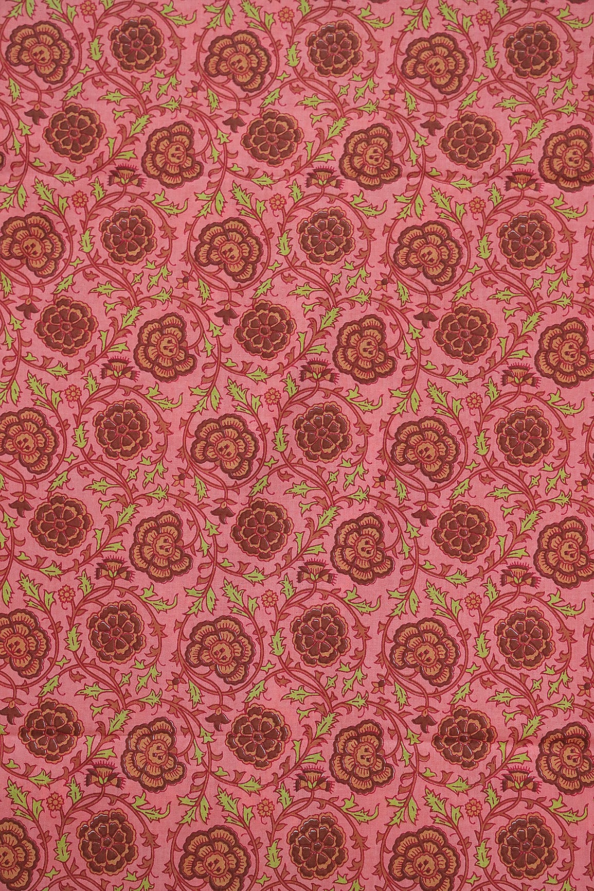AIzaSyBcstauz-XMPRhEY21AUzeo032pxrXB5Ug - Baby Pink and Pink Floral Screen Print on organic Cotton Fabric