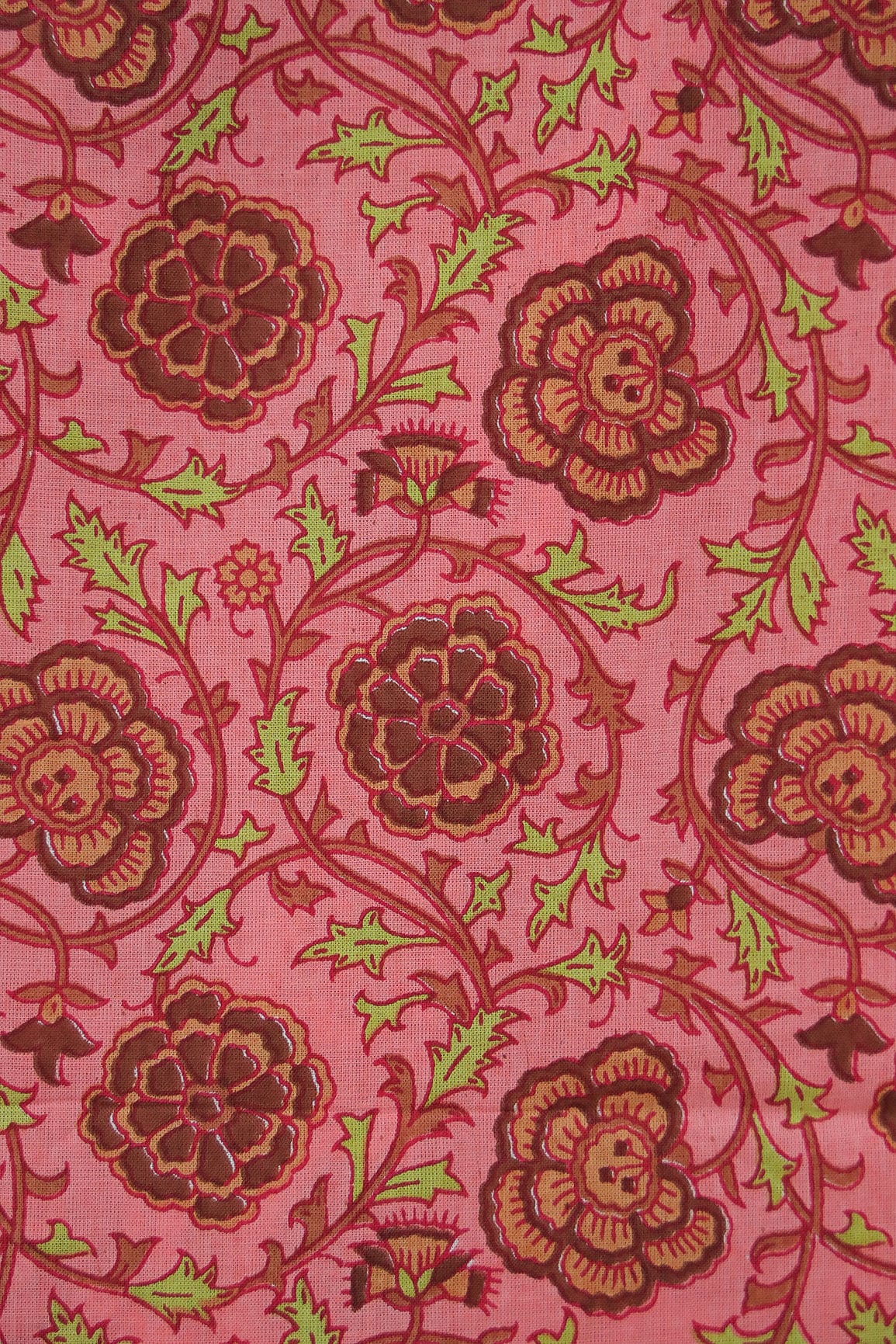 AIzaSyBcstauz-XMPRhEY21AUzeo032pxrXB5Ug - Baby Pink and Pink Floral Screen Print on organic Cotton Fabric