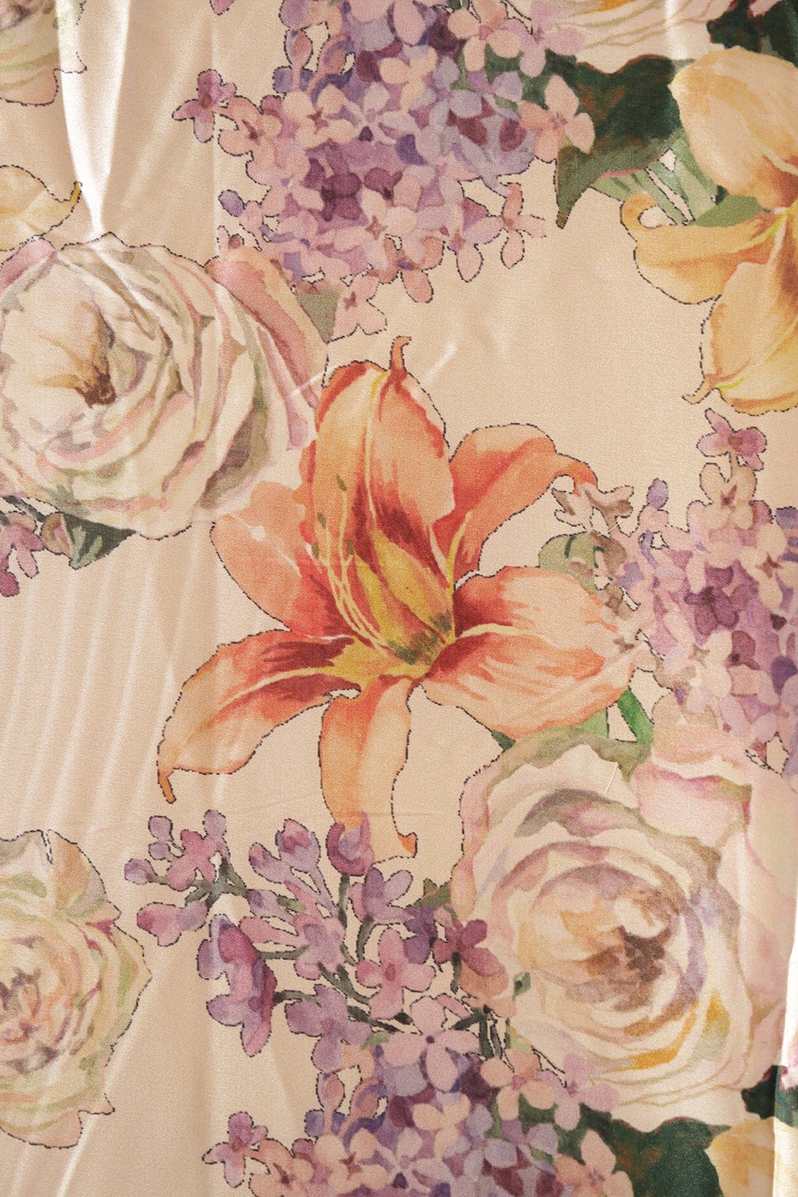 AIzaSyBcstauz-XMPRhEY21AUzeo032pxrXB5Ug - Beautiful Multi Color Floral Pattern Digital Print On Cream Satin Fabric