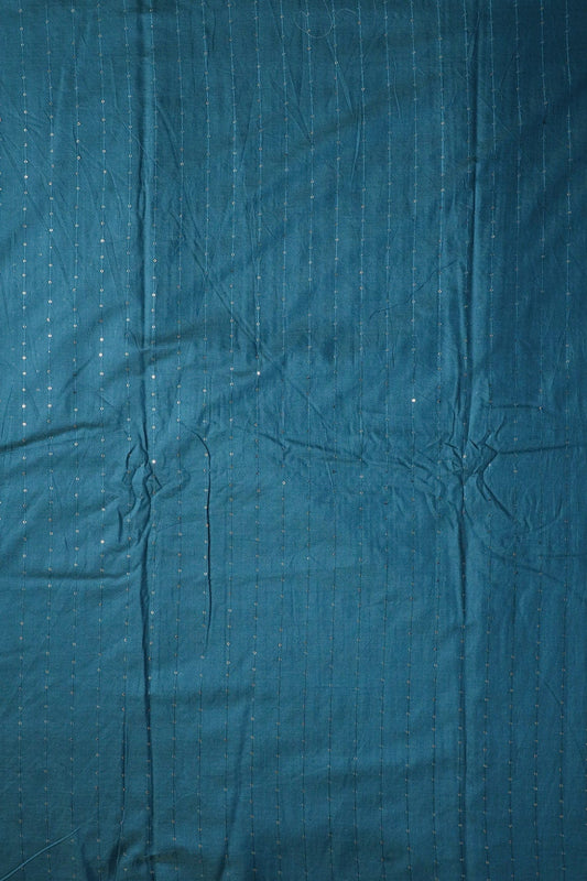 AIzaSyBcstauz-XMPRhEY21AUzeo032pxrXB5Ug - Beautiful Rama Thread With Gold Sequins Stripes Embroidery On Rama Viscose Chanderi Silk Fabric