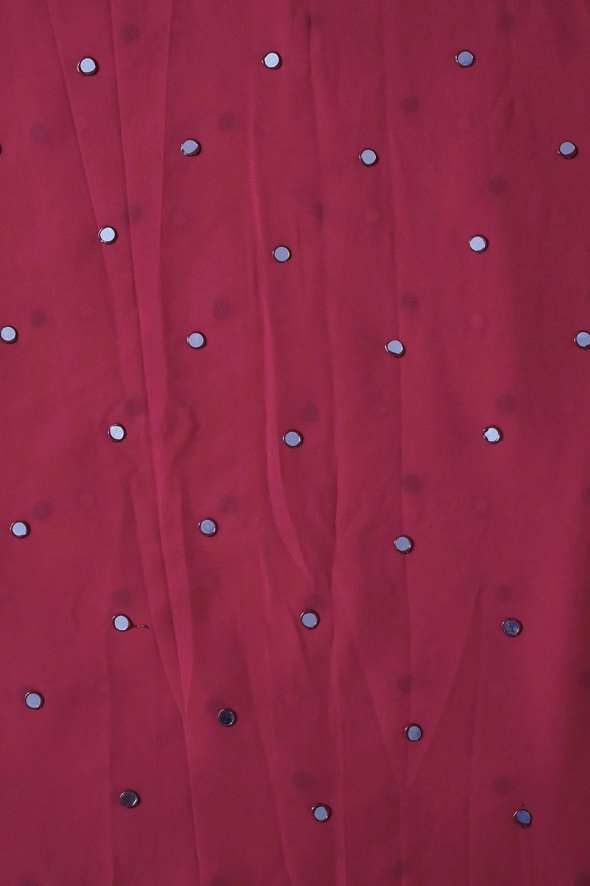 AIzaSyBcstauz-XMPRhEY21AUzeo032pxrXB5Ug - Beautiful Real Mirror Embroidery Work On Crimson Red Georgette Fabric